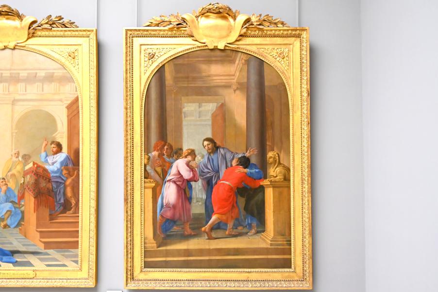 Eustache Le Sueur (1640–1654), Der heilige Bruno fordert seine Jünger und Freunde auf, die Welt zu verlassen, Paris, Musée du Louvre, Saal 910, 1645–1648, Bild 1/2