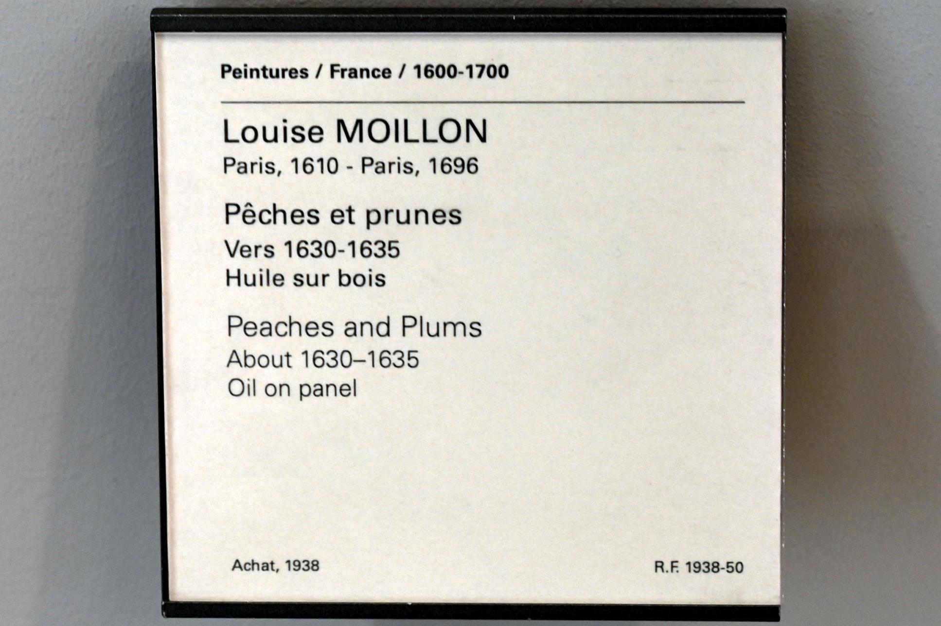 Louise Moillon (1631–1637), Pfirsiche und Pflaumen, Paris, Musée du Louvre, Saal 911, um 1630–1635, Bild 2/2