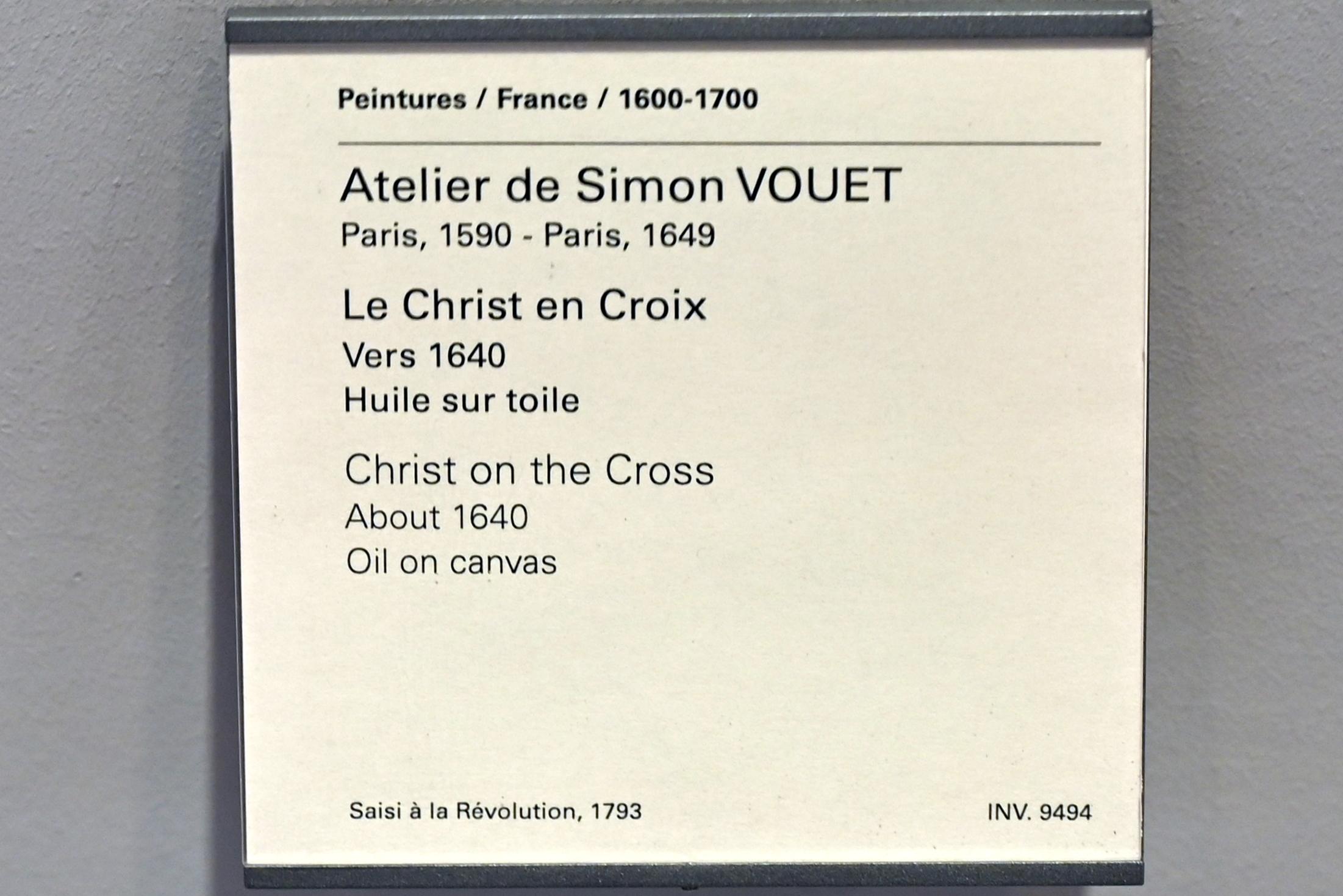 Simon Vouet (Werkstatt) (1640), Gekreuzigter Christus, Paris, Musée du Louvre, Saal 911, um 1640, Bild 2/2