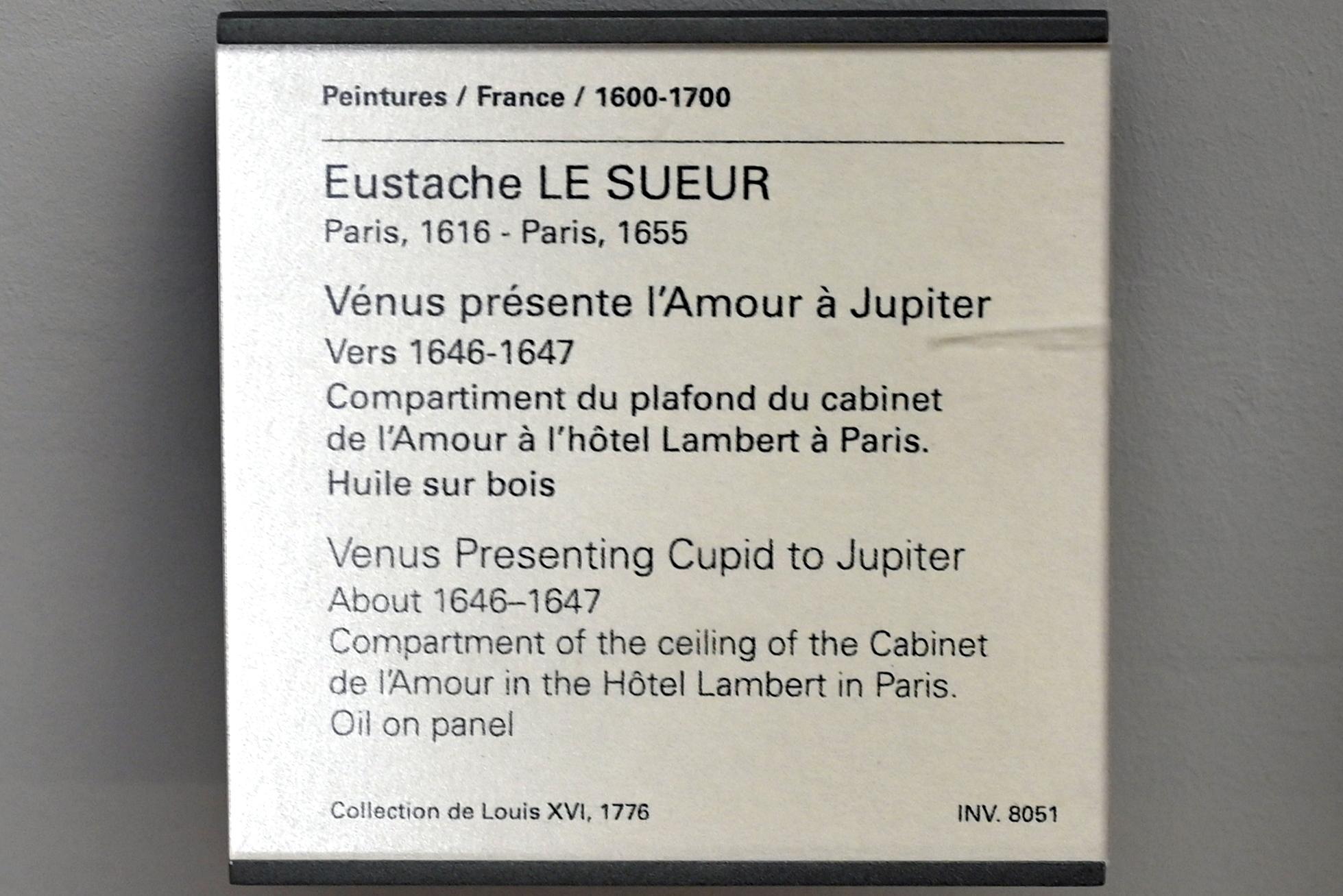 Eustache Le Sueur (1640–1654), Venus präsentiert Amor dem Jupiter, Paris, Hôtel Lambert, jetzt Paris, Musée du Louvre, Saal 911, um 1646–1647, Bild 2/2