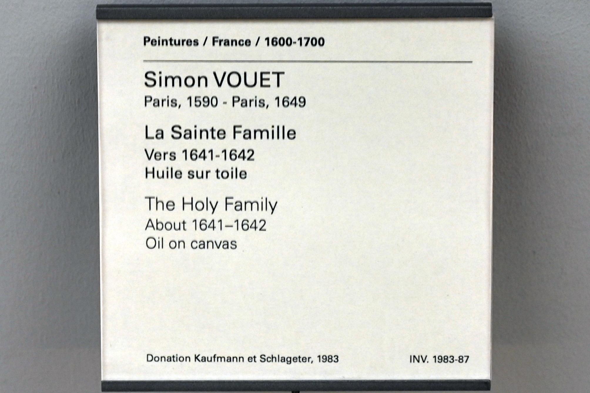 Simon Vouet (1616–1649), Heilige Familie, Paris, Musée du Louvre, Saal 911, um 1641–1642, Bild 2/2