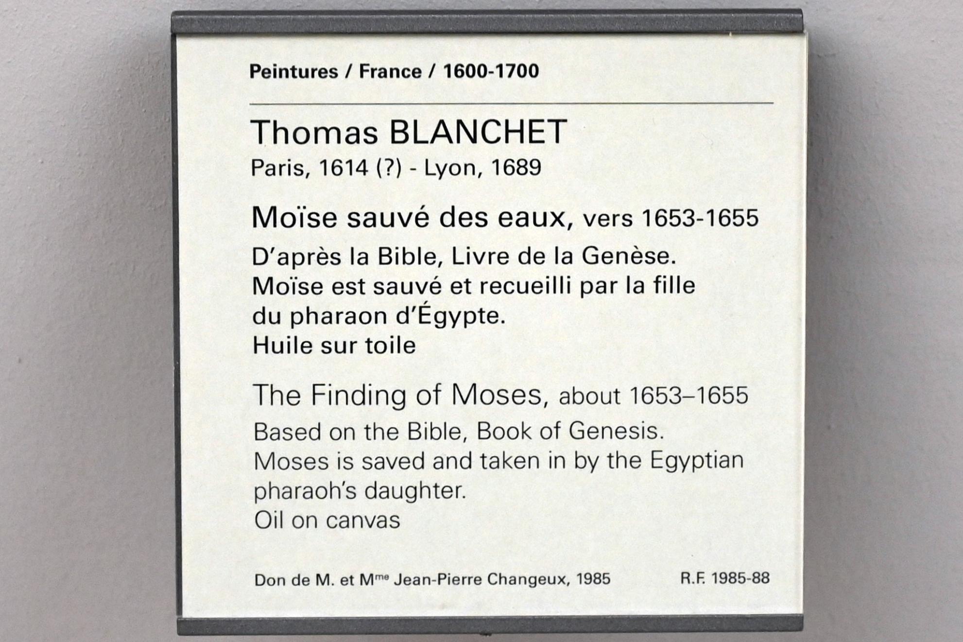 Thomas Blanchet (1650–1654), Die Auffindung des Moseknaben, Paris, Musée du Louvre, Saal 911, um 1653–1655, Bild 2/2