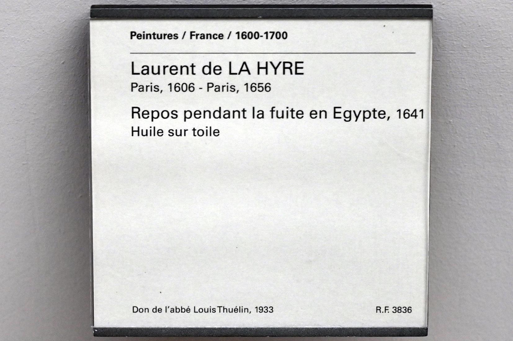 Laurent de La Hyre (1625–1653), Ruhe auf der Flucht nach Ägypten, Paris, Musée du Louvre, Saal 911, 1641, Bild 2/2