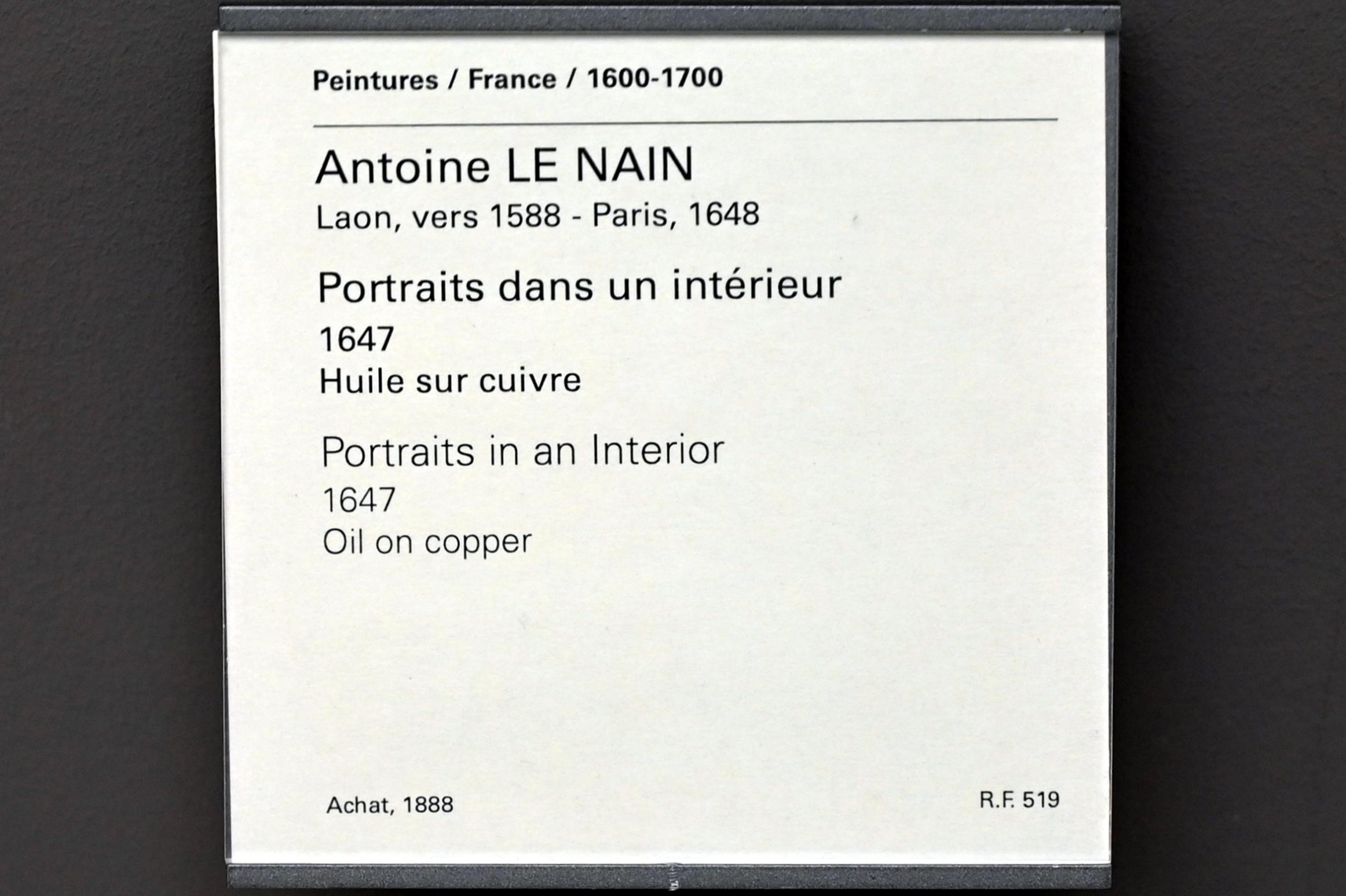 Antoine Le Nain (1640–1647), Porträts in einem Interieur, Paris, Musée du Louvre, Saal 912, 1647, Bild 2/2
