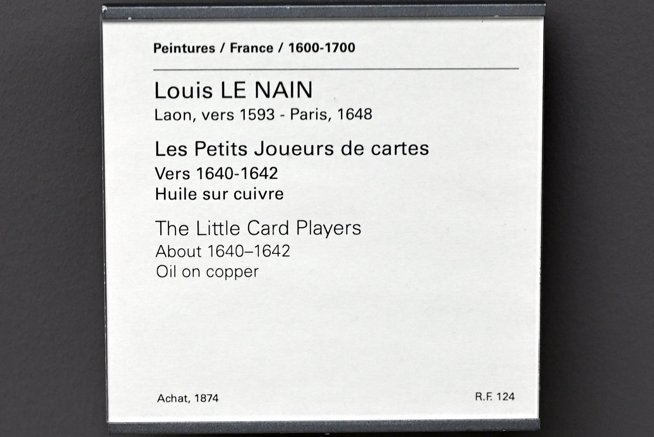 Louis Le Nain (1632–1645), Die kleinen Kartenspieler, Paris, Musée du Louvre, Saal 912, um 1640–1642, Bild 2/2