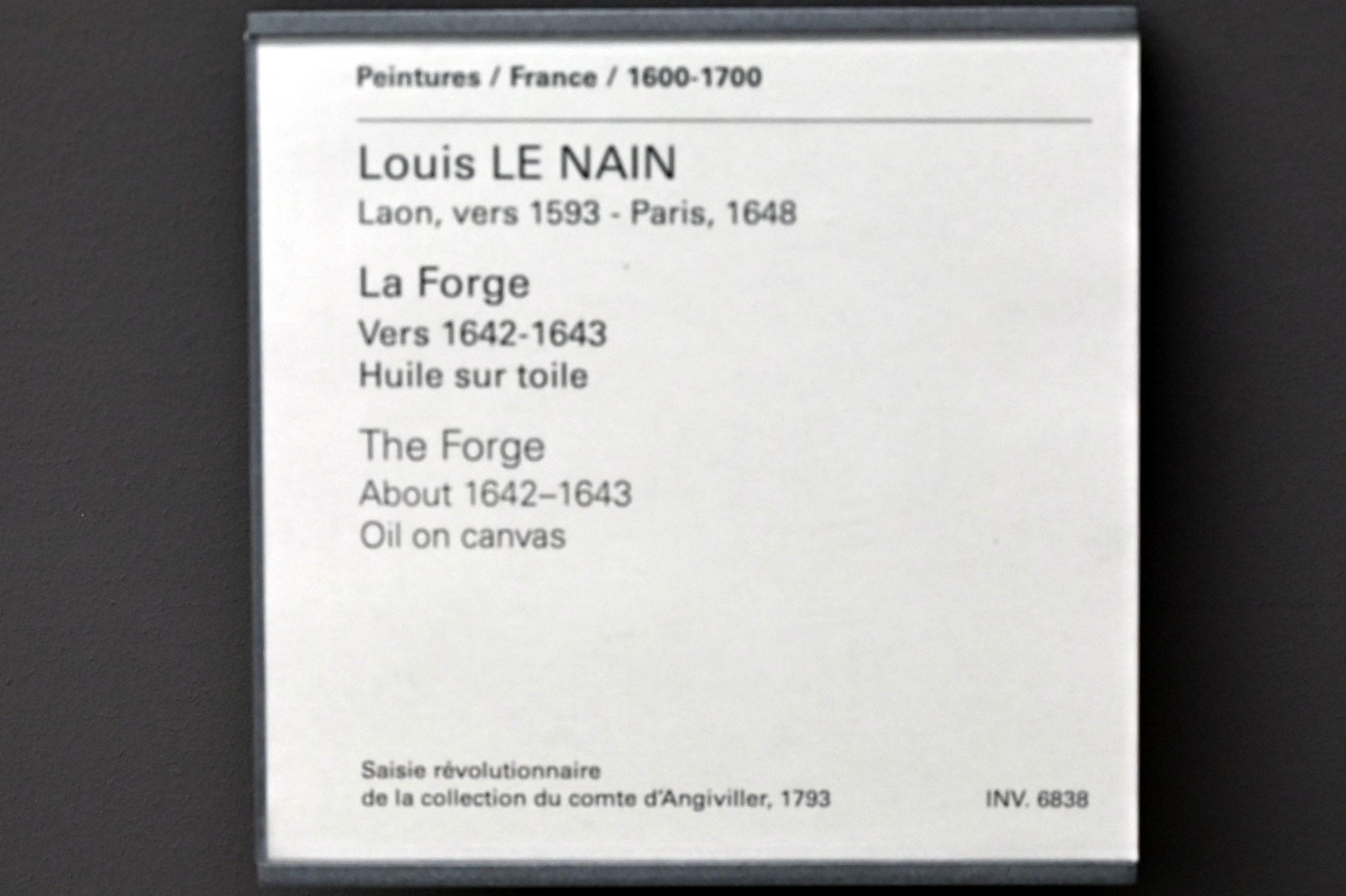 Louis Le Nain (1632–1645), Die Schmiede, Paris, Musée du Louvre, Saal 912, um 1642–1643, Bild 2/2