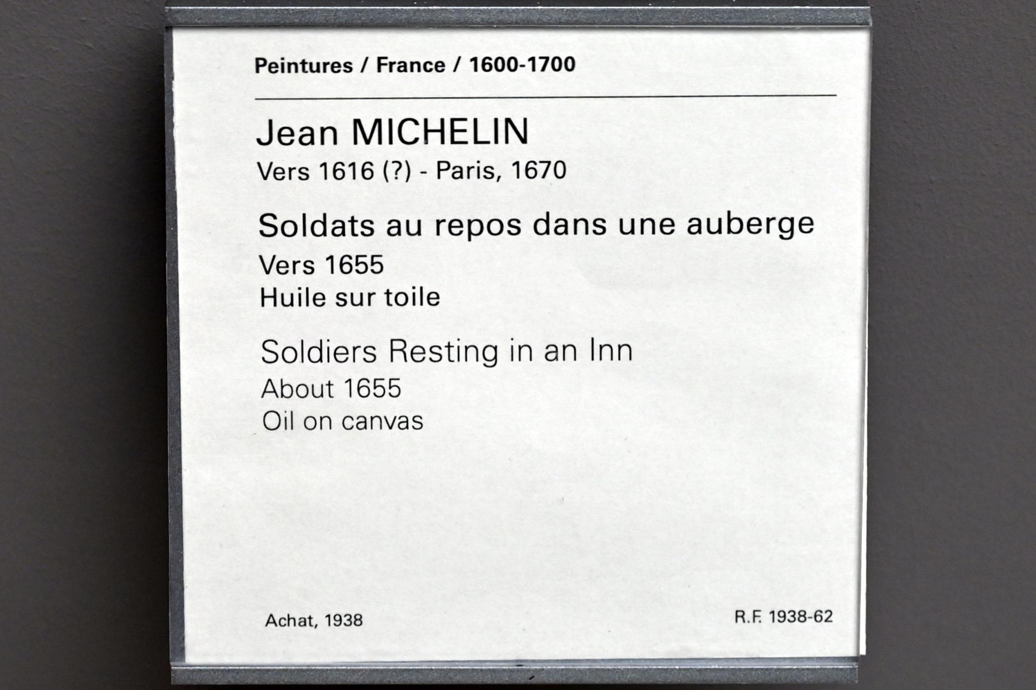 Jean Michelin (1654–1656), Rastende Soldaten in einem Gasthaus, Paris, Musée du Louvre, Saal 912, um 1655, Bild 2/2
