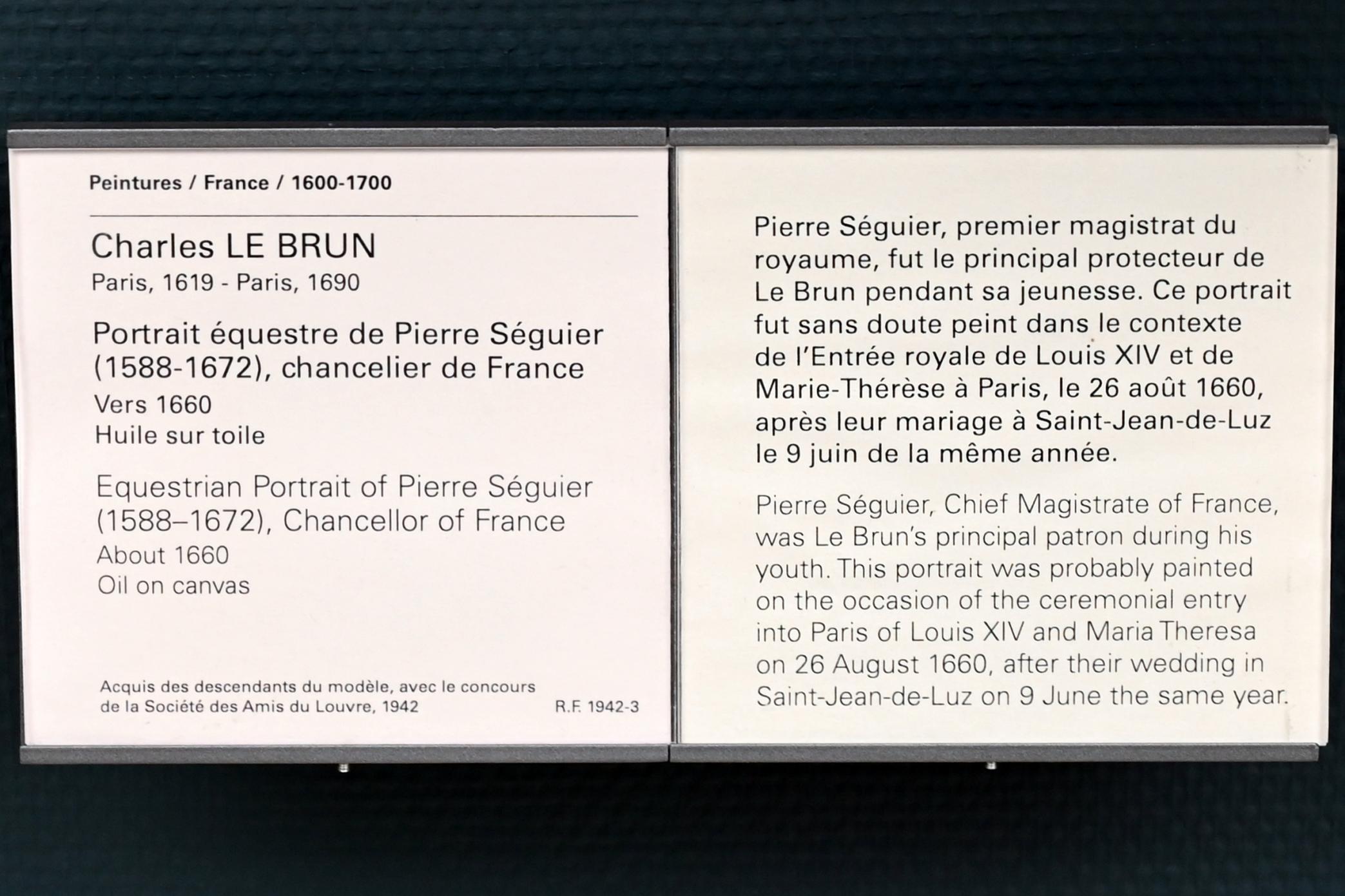 Charles Le Brun (1640–1689), Reiterporträt von Pierre Séguier (1588-1672), Kanzler von Frankreich, Paris, Musée du Louvre, Saal 913, um 1660, Bild 2/2