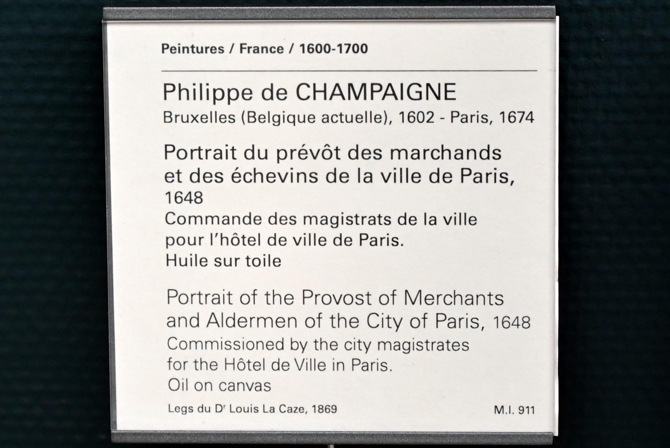 Philippe de Champaigne (1629–1668), Porträt der Vorsteher der Kaufleute und Schöffen der Stadt Paris, Paris, Hôtel de Ville, jetzt Paris, Musée du Louvre, Saal 913, 1648, Bild 2/2