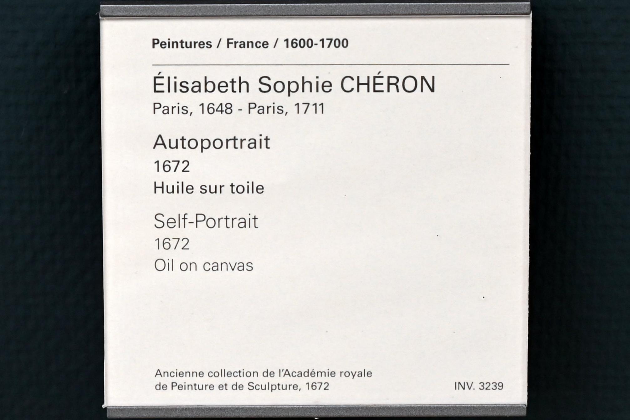 Elisabeth Sophie Chéron (1672), Selbstporträt, Paris, Musée du Louvre, Saal 913, 1672, Bild 2/2