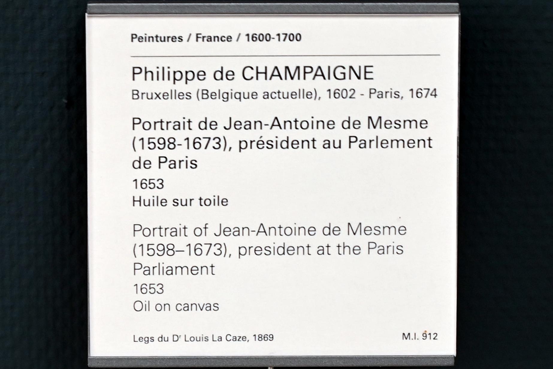 Philippe de Champaigne (1629–1668), Porträt des Jean-Antoine de Mesme (1598-1673), Präsident des Pariser Parlaments, Paris, Musée du Louvre, Saal 913, 1653, Bild 2/2