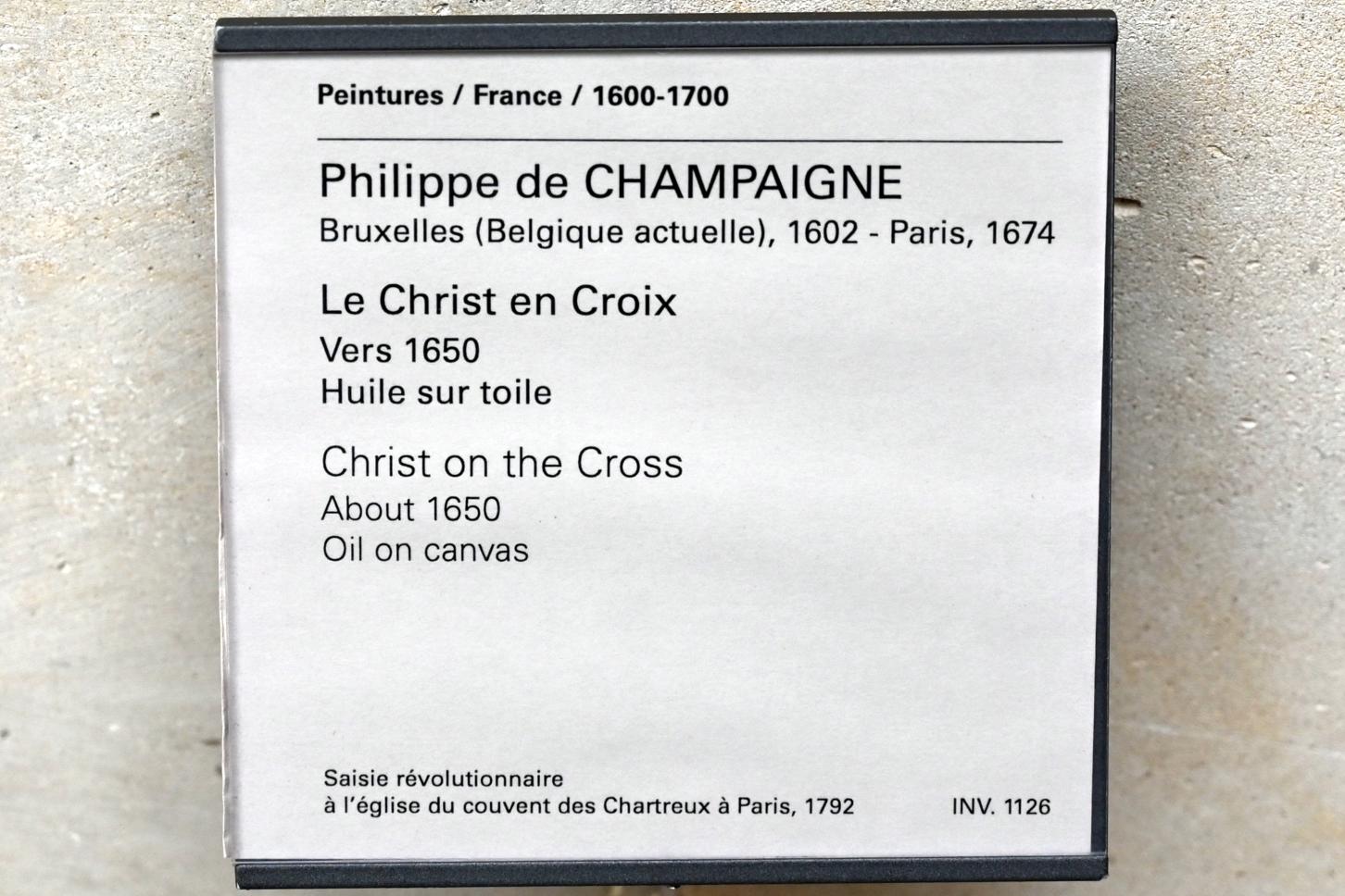 Philippe de Champaigne (1629–1668), Christus am Kreuz, Paris, Musée du Louvre, Saal 913, um 1650, Bild 2/2