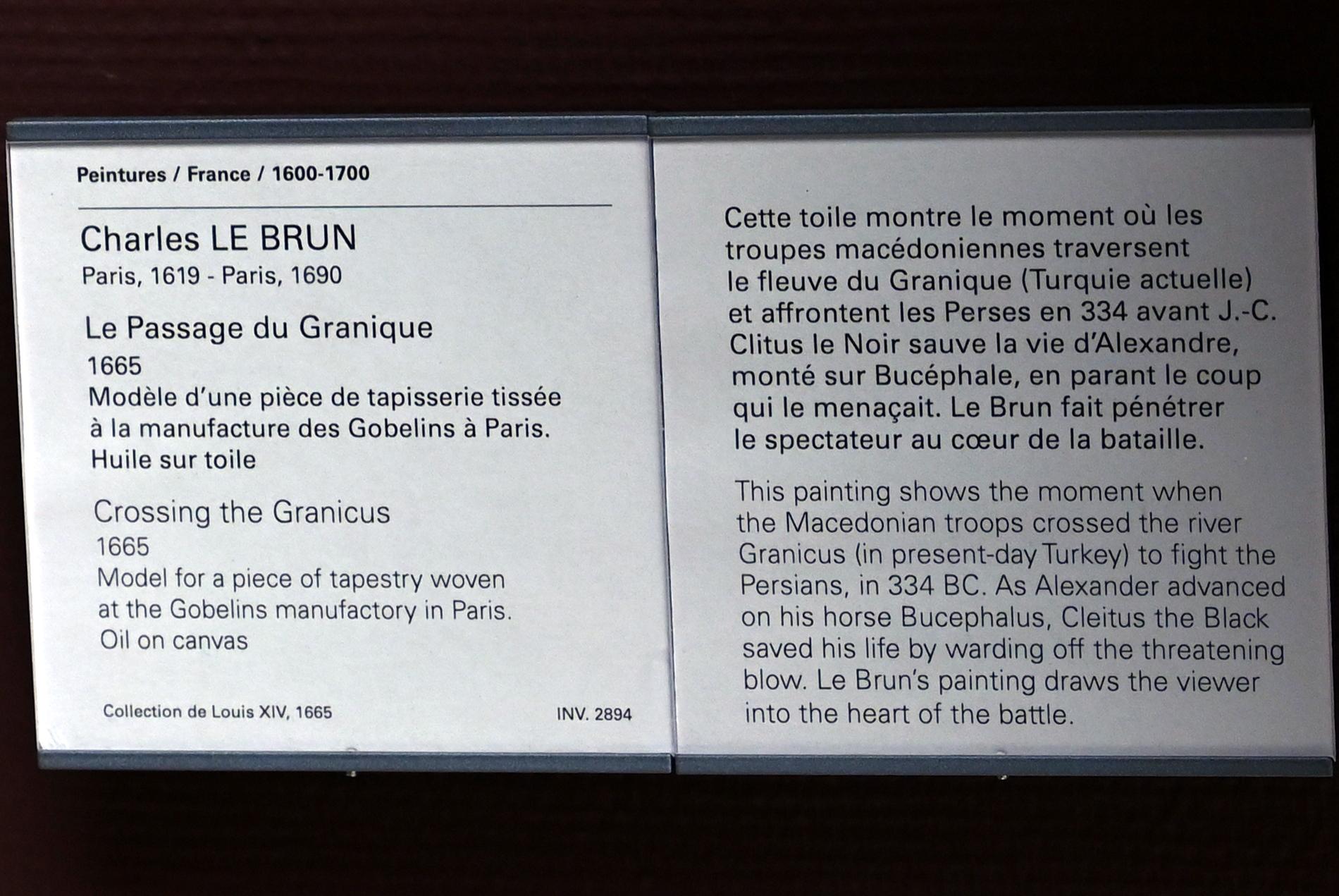 Charles Le Brun (1640–1689), Überquerung des Granikos, Paris, Musée du Louvre, Saal 914, 1665, Bild 2/2