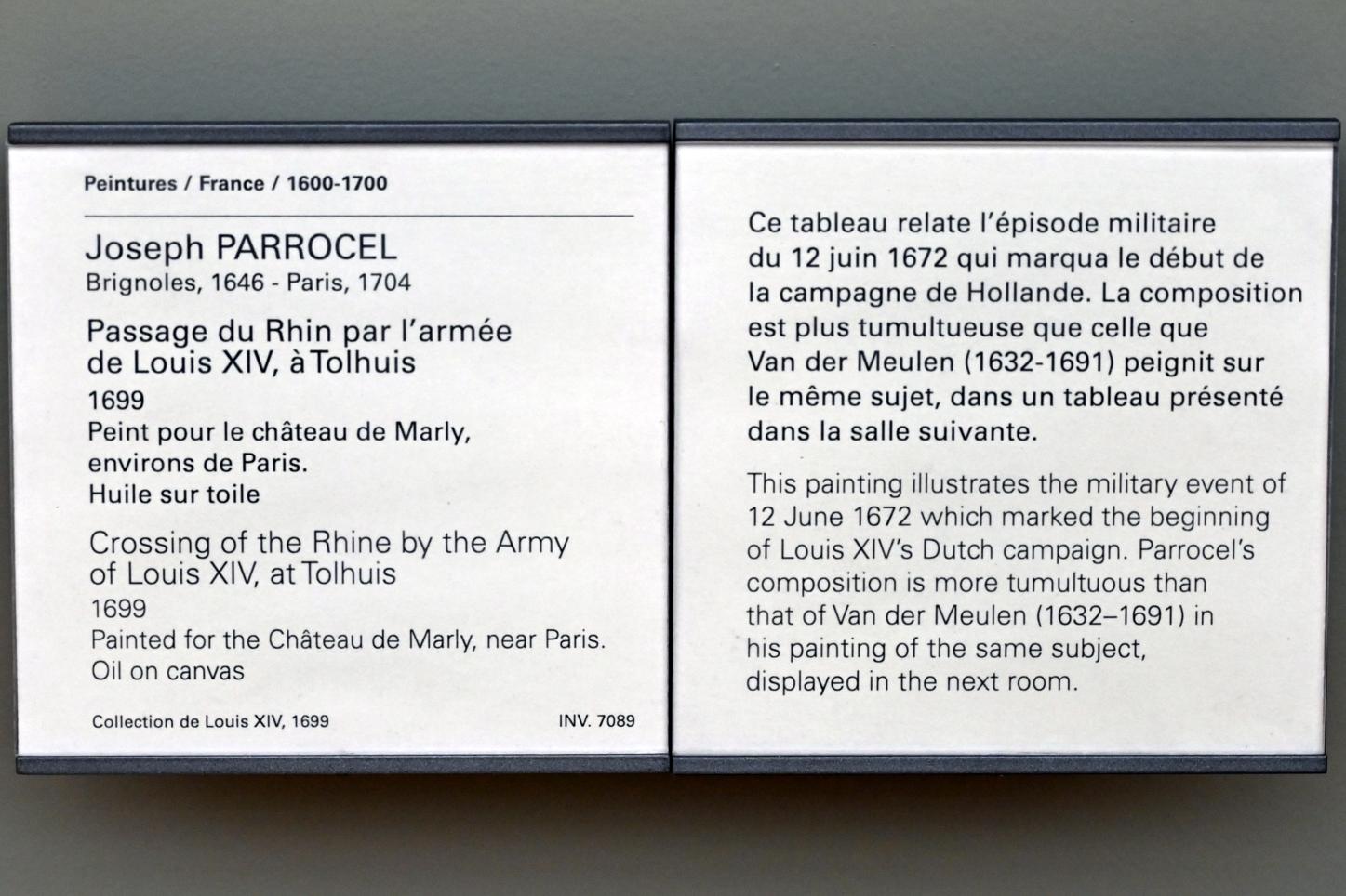 Joseph Parrocel (1699–1700), Rheinüberquerung durch die Armee Ludwigs XIV. bei Tolhuis, Paris, Musée du Louvre, Saal 916, 1699, Bild 2/2