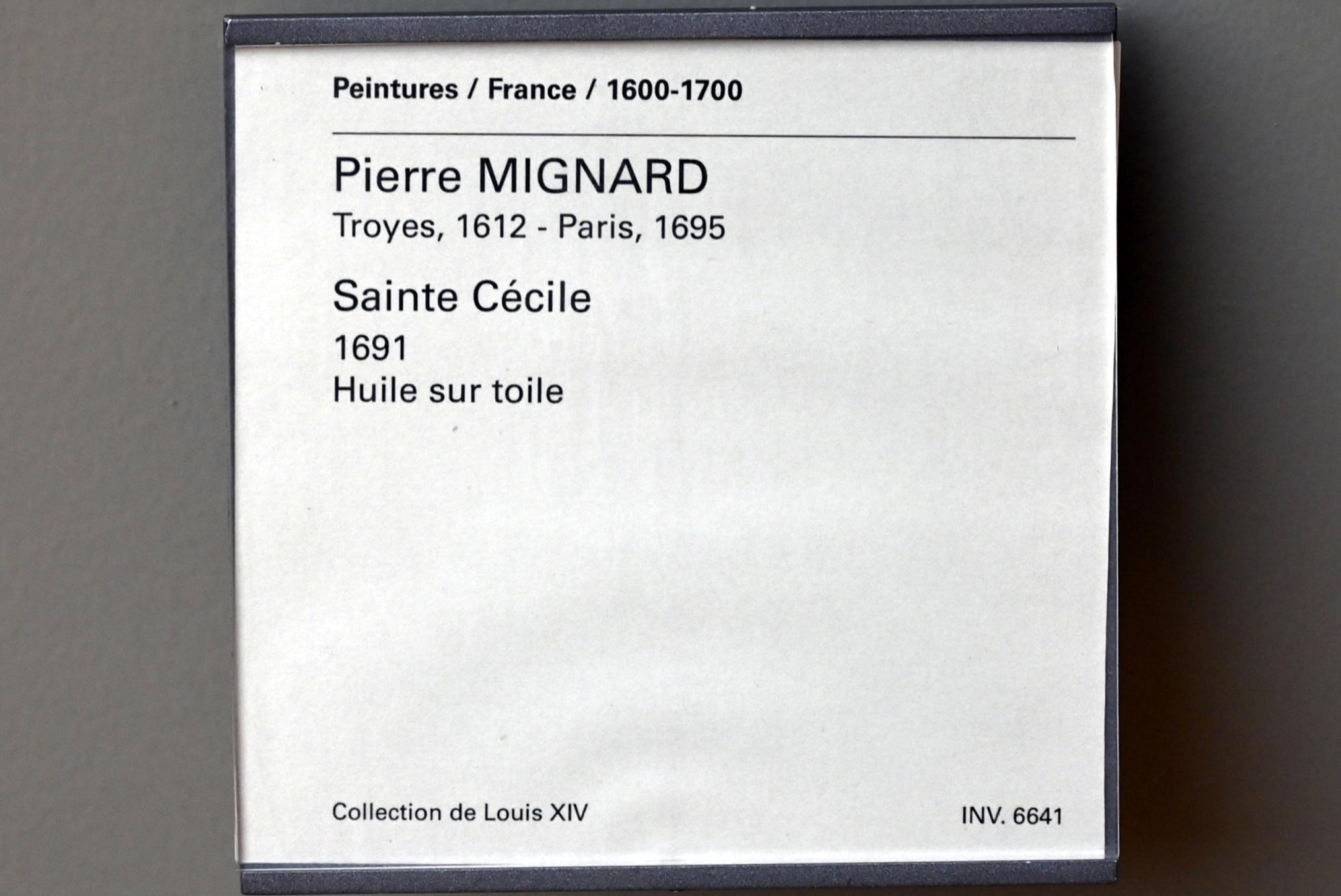Pierre Mignard (1645–1691), Heilige Cäcilia, Paris, Musée du Louvre, Saal 916, 1691, Bild 2/2