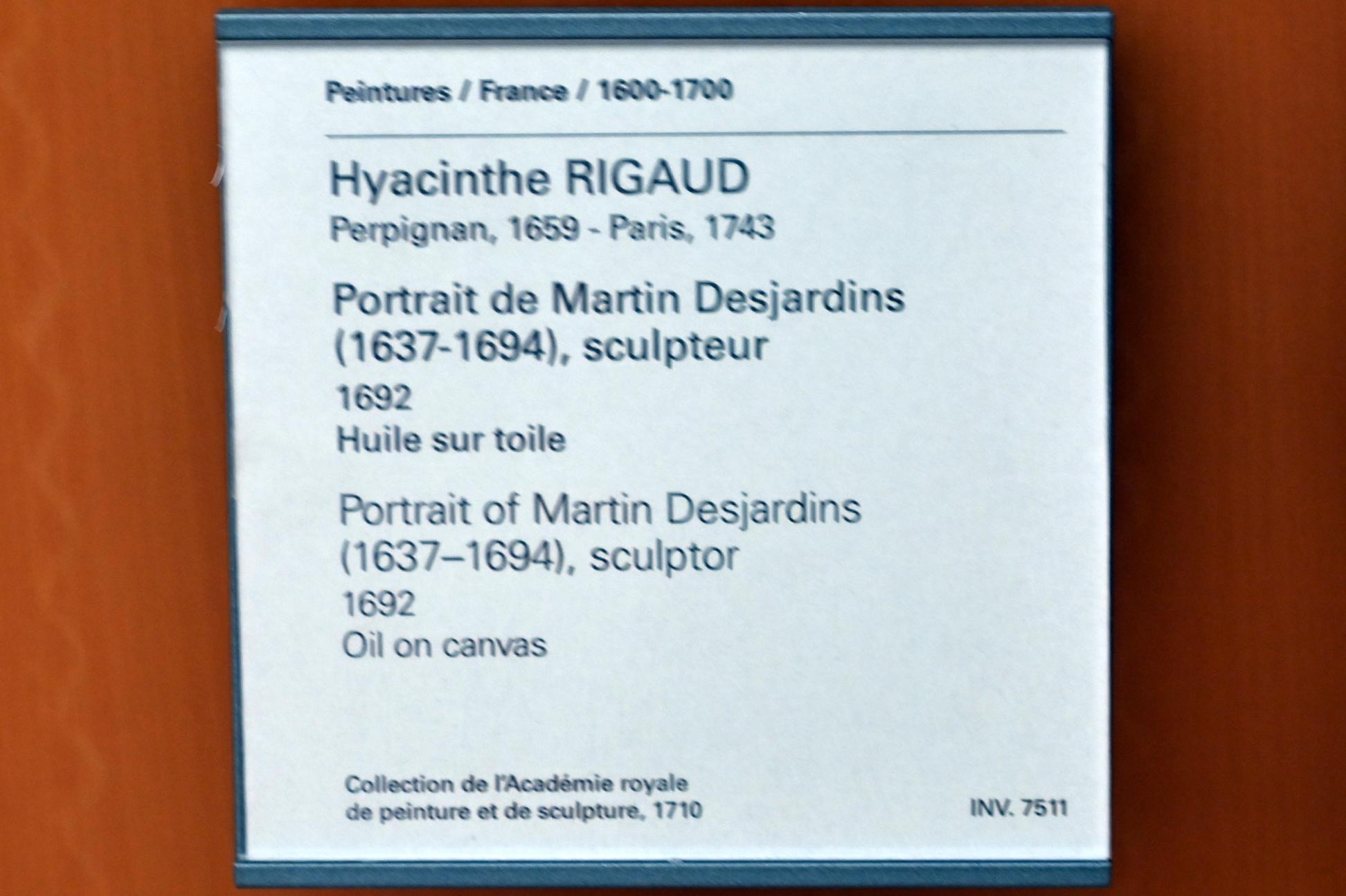 Hyacinthe Rigaud (1688–1740), Porträt des Martin Desjardins (1637-1694), Bildhauer, Paris, Musée du Louvre, Saal 916, 1692, Bild 2/2