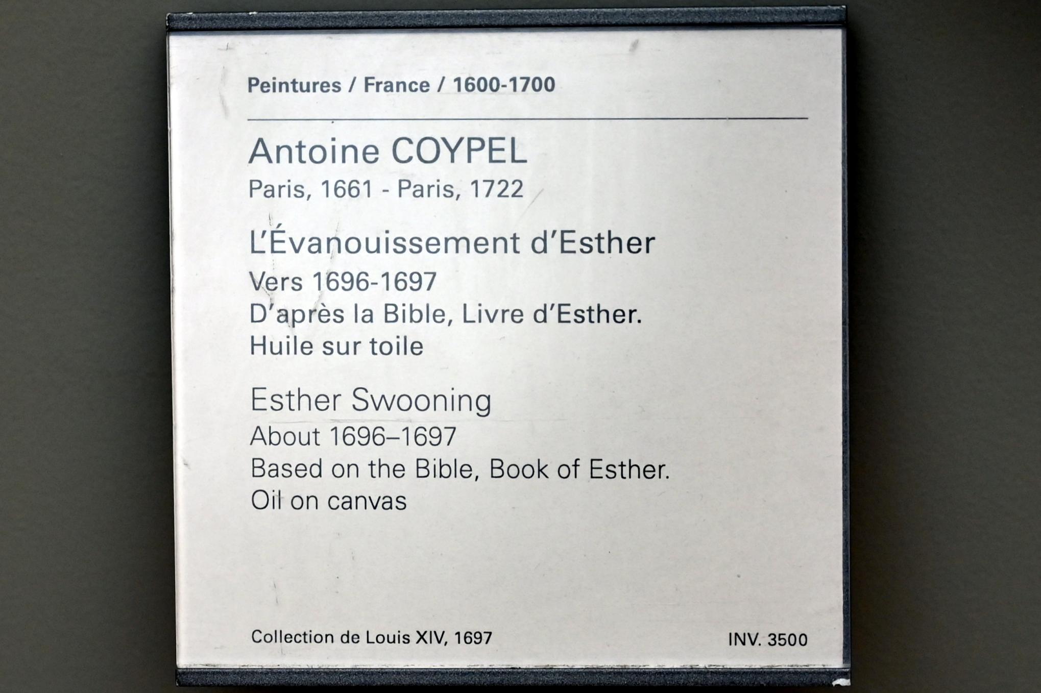 Antoine Coypel (1690–1701), Ohnmacht der Esther, Paris, Musée du Louvre, Saal 916, Beginn 0. , Bild 2/2