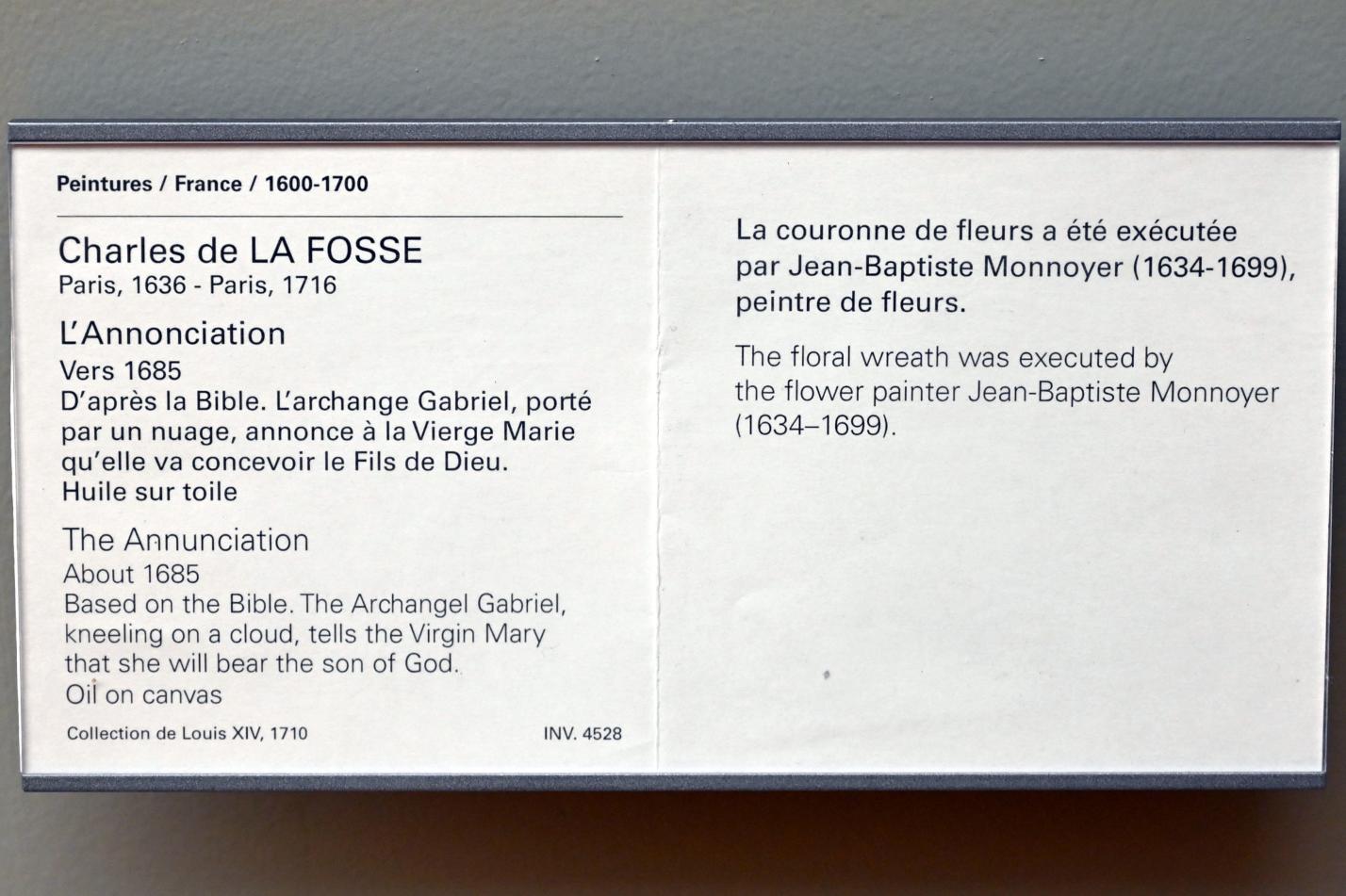 Charles de La Fosse (1665–1715), Mariä Verkündigung, Paris, Musée du Louvre, Saal 916, um 1685, Bild 2/2