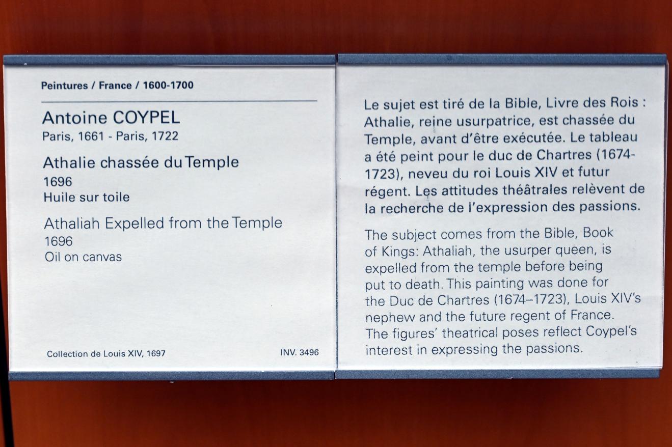 Antoine Coypel (1690–1701), Atalja wird aus dem Tempel vertrieben, Paris, Musée du Louvre, Saal 916, 1696, Bild 2/2