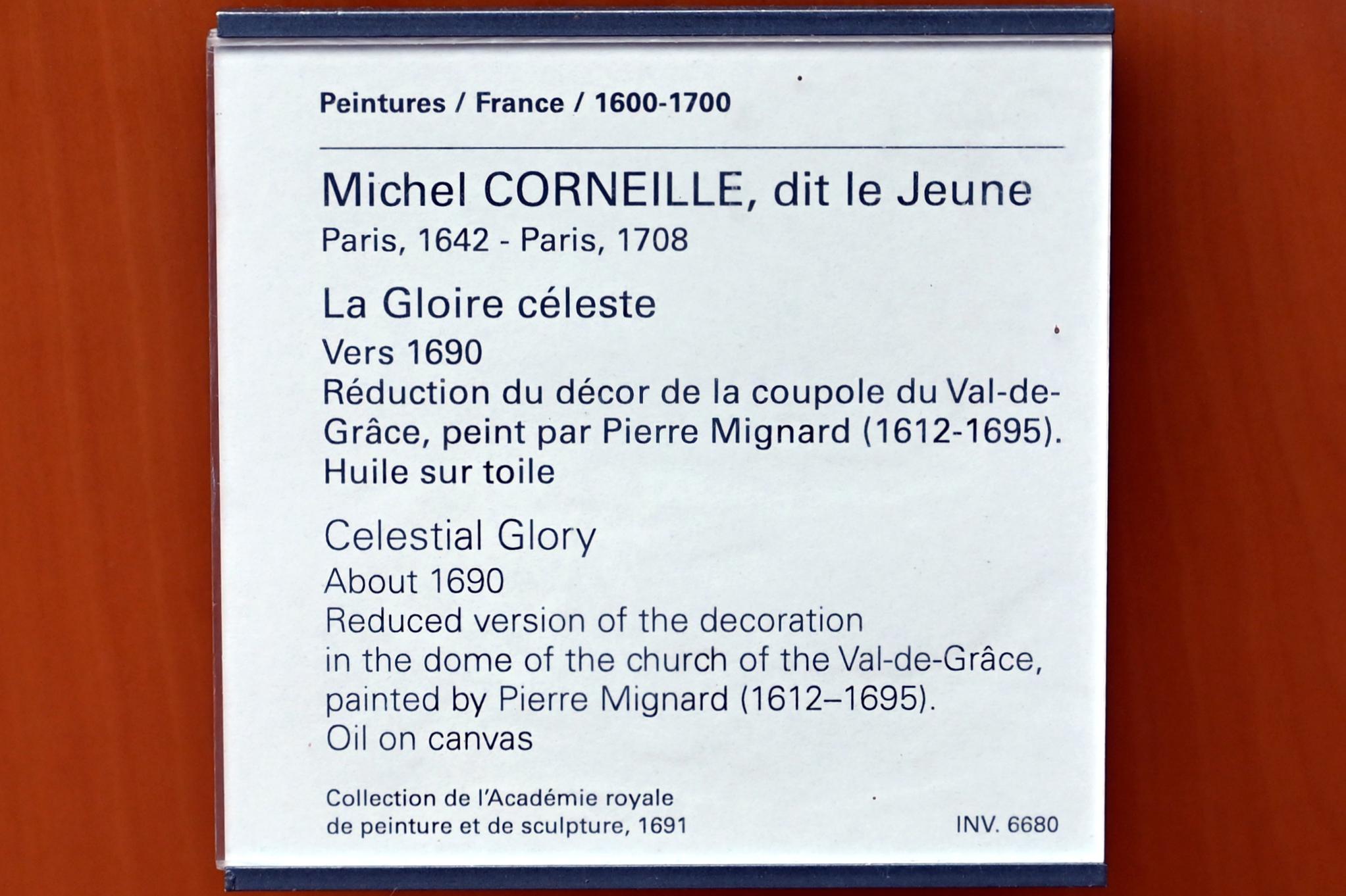 Michel Corneille der Jüngere (1690), Himmlische Glorie, Paris, Val-de-Grâce, jetzt Paris, Musée du Louvre, Saal 916, um 1690, Bild 2/2