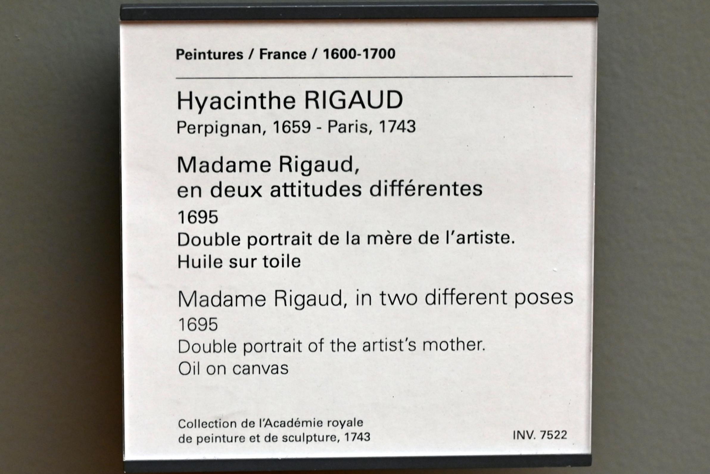 Hyacinthe Rigaud (1688–1740), Doppelporträt der Mutter des Künstlers, Paris, Musée du Louvre, Saal 916, 1695, Bild 2/2