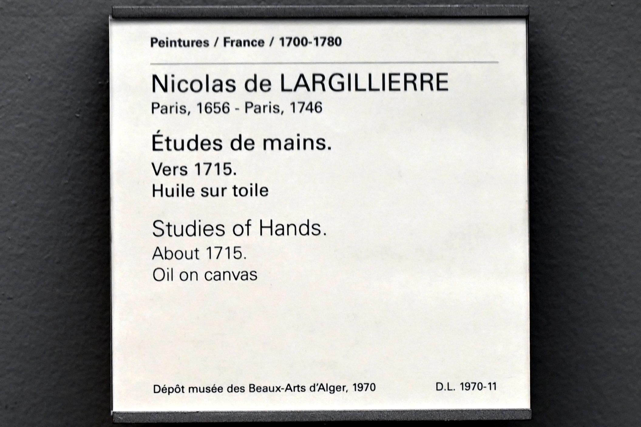 Nicolas de Largillière (1680–1730), Handstudien, Paris, Musée du Louvre, Saal 917, um 1715, Bild 2/2