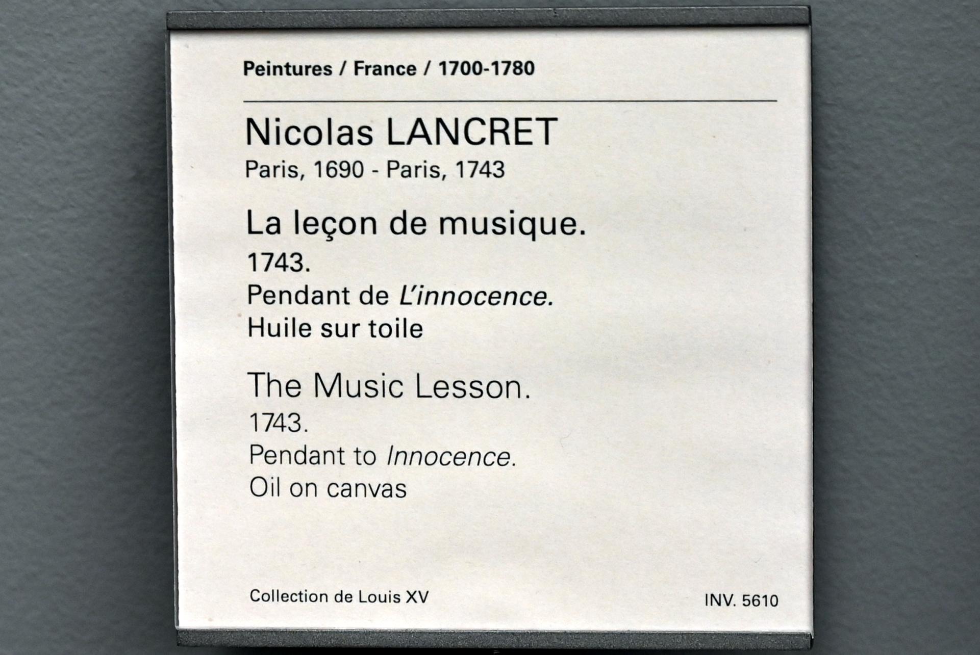 Nicolas Lancret (1723–1743), Musikstunde, Paris, Musée du Louvre, Saal 917, 1743, Bild 2/2