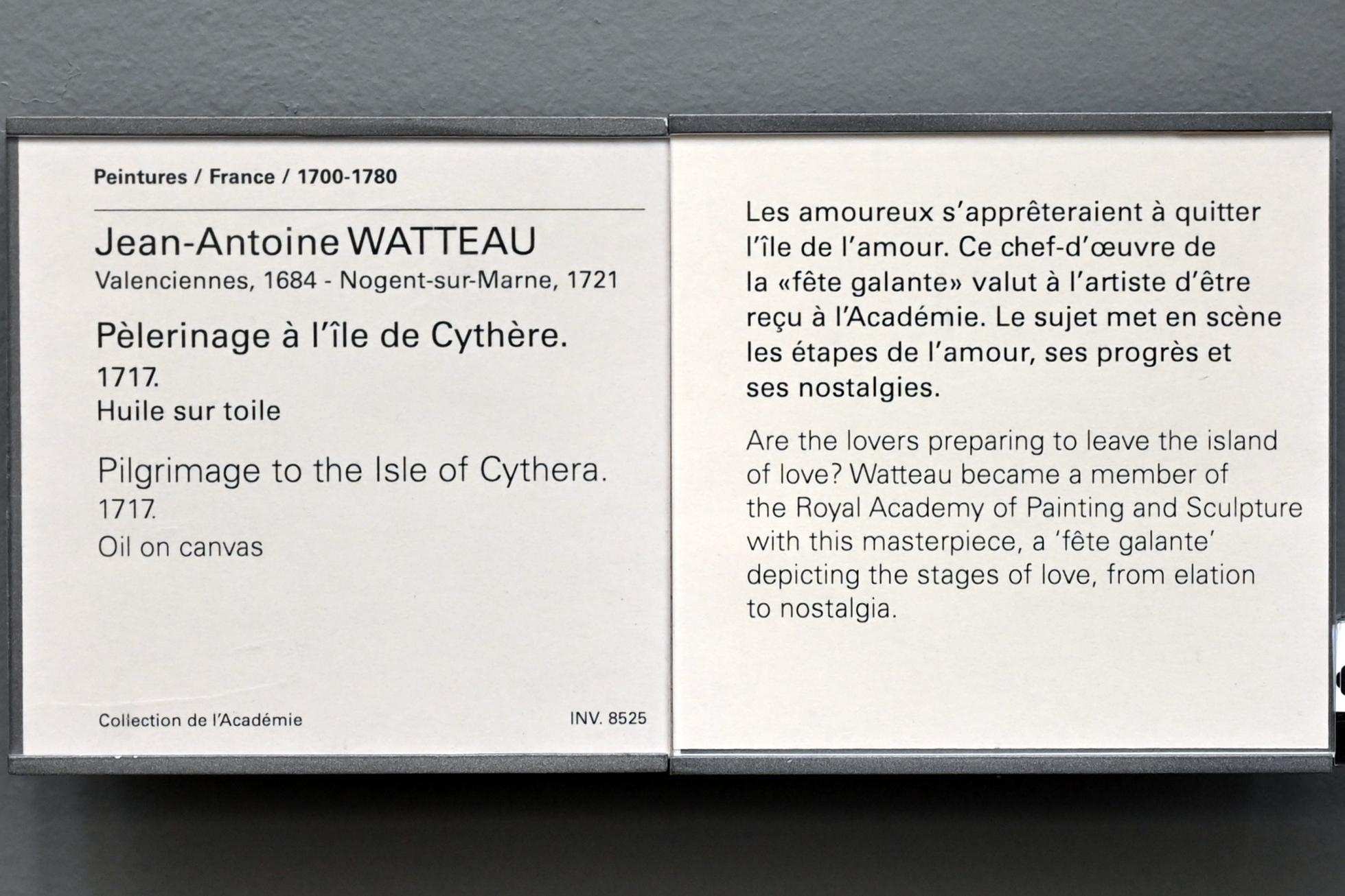 Antoine Watteau (Jean-Antoine Watteau) (1709–1720), Pilgerfahrt zur Insel Kythera, Paris, Musée du Louvre, Saal 917, 1717, Bild 2/2