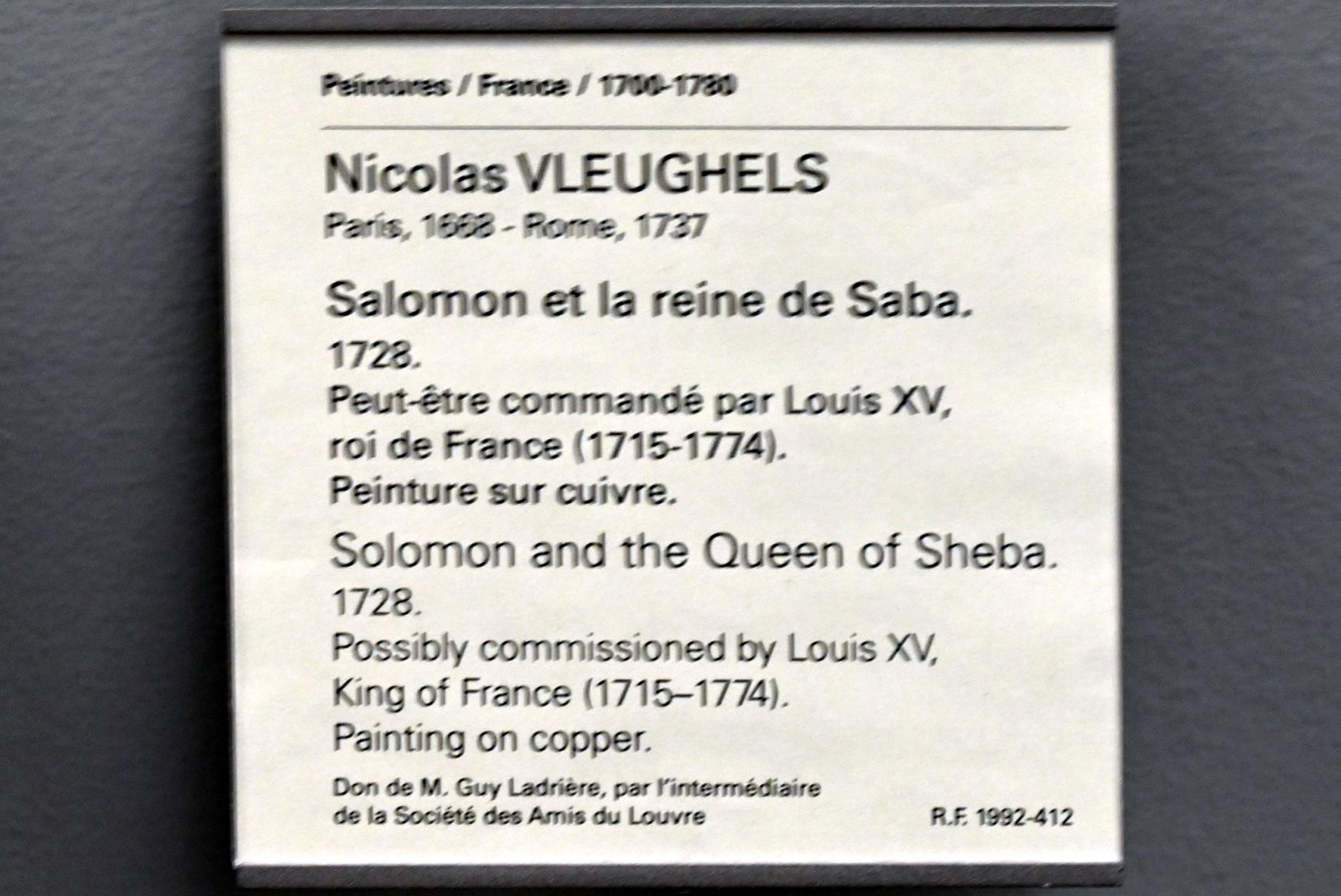 Nicolas Vleughels (1716–1728), Salomo und die Königin von Saba, Paris, Musée du Louvre, Saal 918, 1728, Bild 2/2