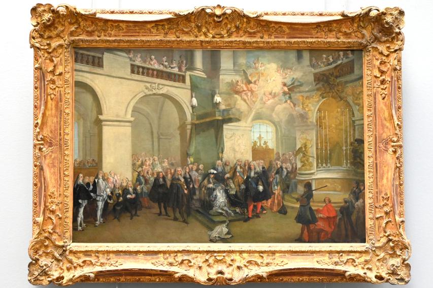 Nicolas Lancret (1723–1743), Die Verleihung des Ordens vom Heiligen Geist an König Ludwig XV. (1715-1774), Paris, Musée du Louvre, Saal 918, 1723, Bild 1/2