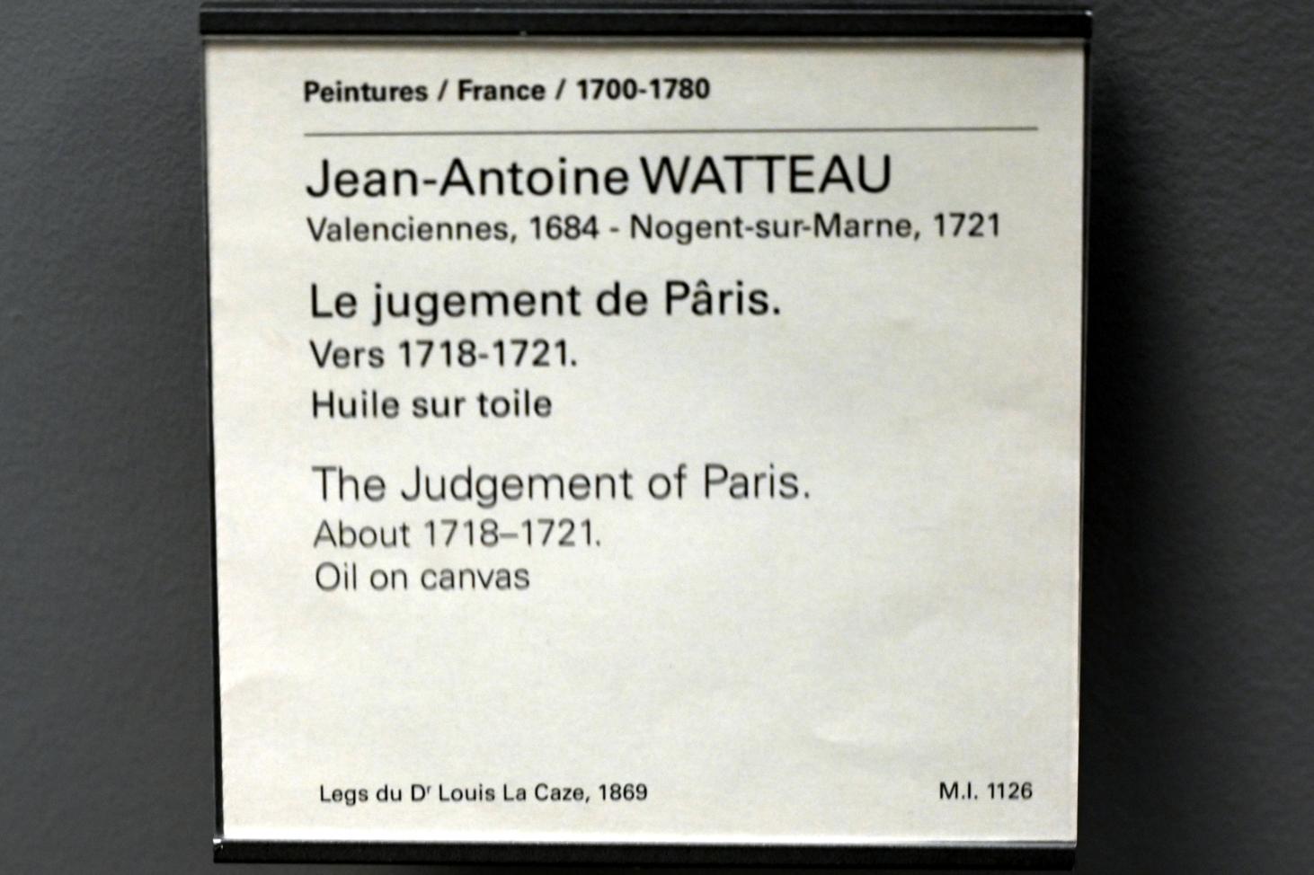 Antoine Watteau (Jean-Antoine Watteau) (1709–1720), Urteil des Paris, Paris, Musée du Louvre, Saal 918, um 1718–1721, Bild 2/2