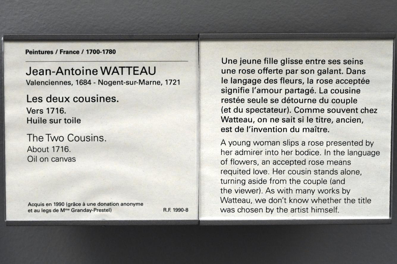 Antoine Watteau (Jean-Antoine Watteau) (1709–1720), Die zwei Cousinen, Paris, Musée du Louvre, Saal 918, um 1716, Bild 2/2