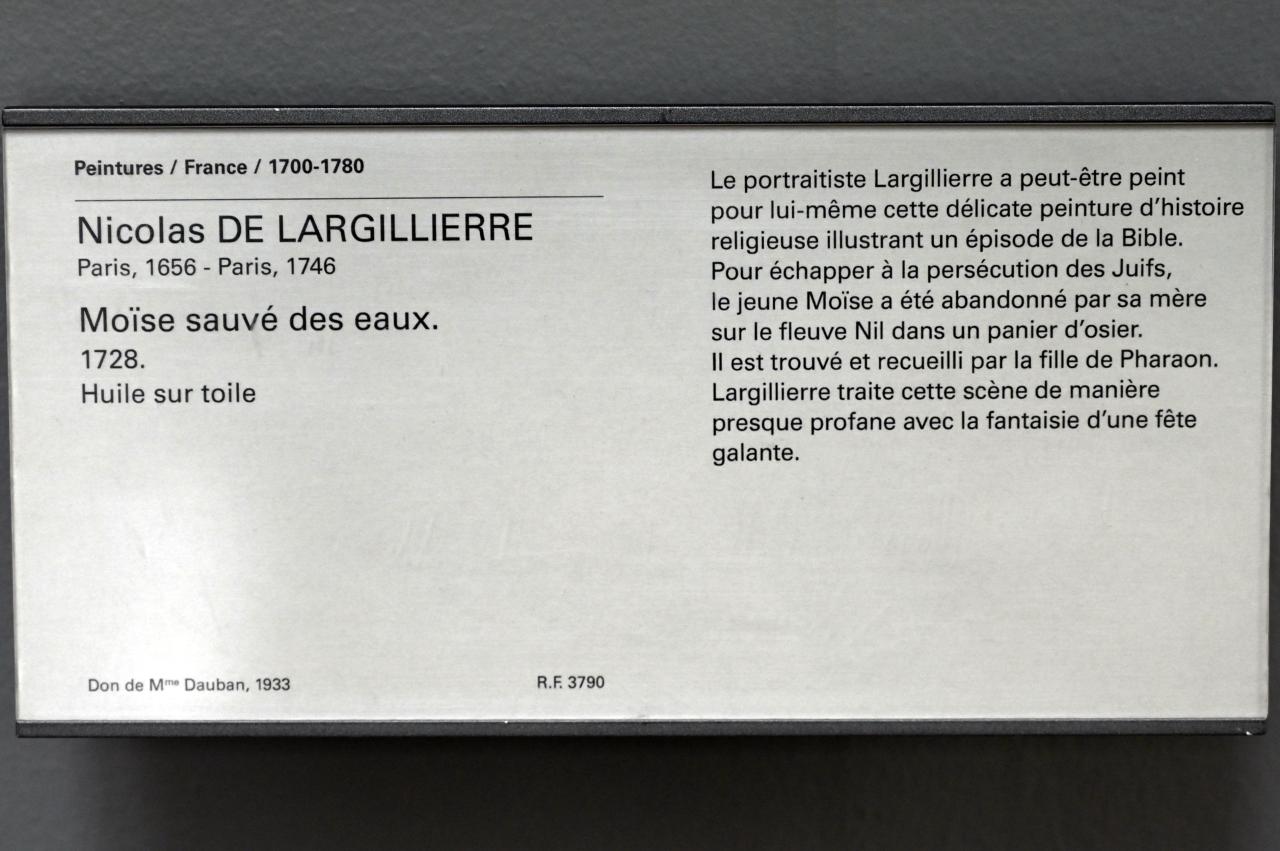 Nicolas de Largillière (1680–1730), Auffindung des Mosesknaben, Paris, Musée du Louvre, Saal 918, 1728, Bild 2/2