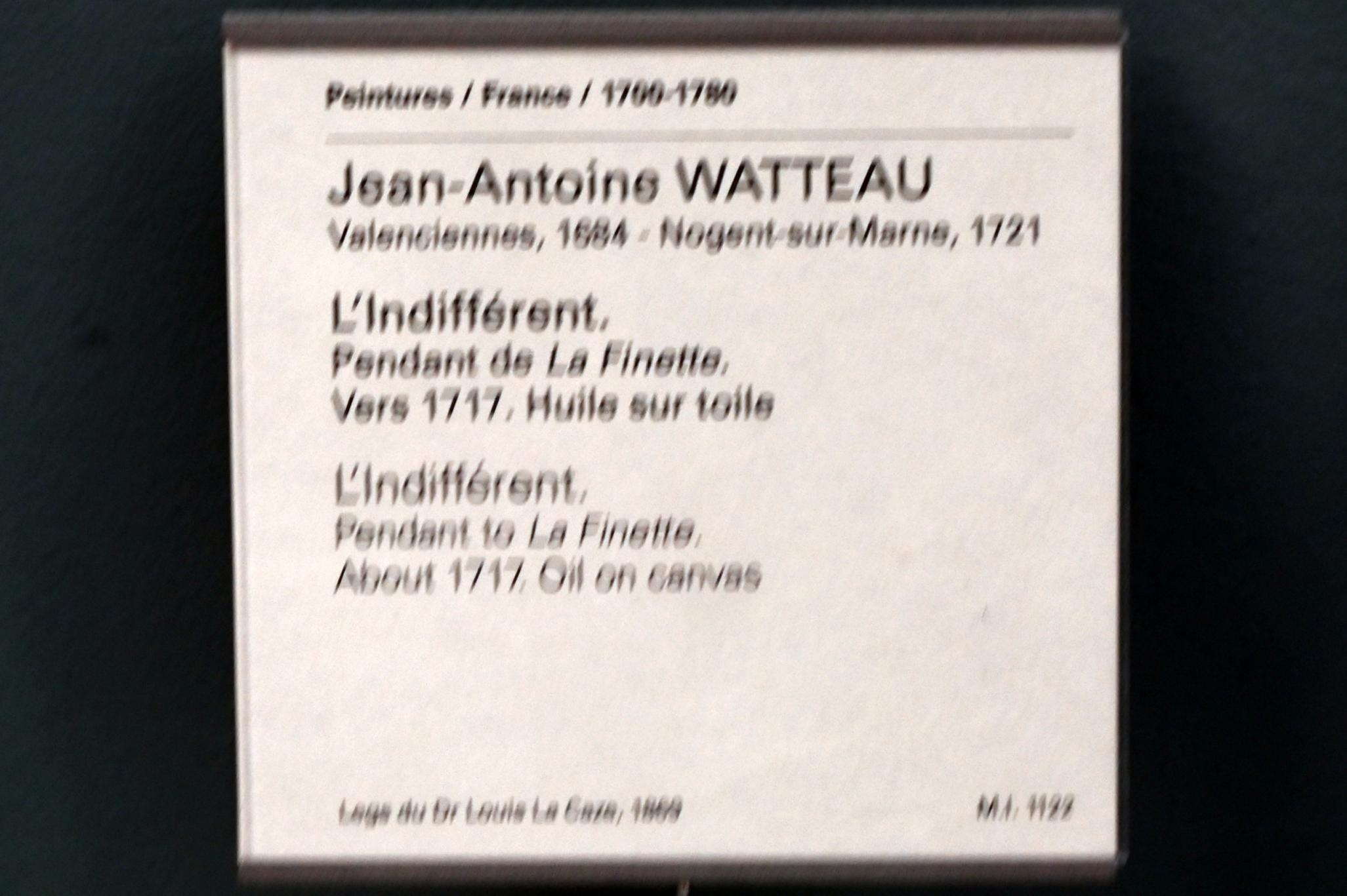 Antoine Watteau (Jean-Antoine Watteau) (1709–1720), Der Unentschlossene, Paris, Musée du Louvre, Saal 918, um 1717, Bild 2/2