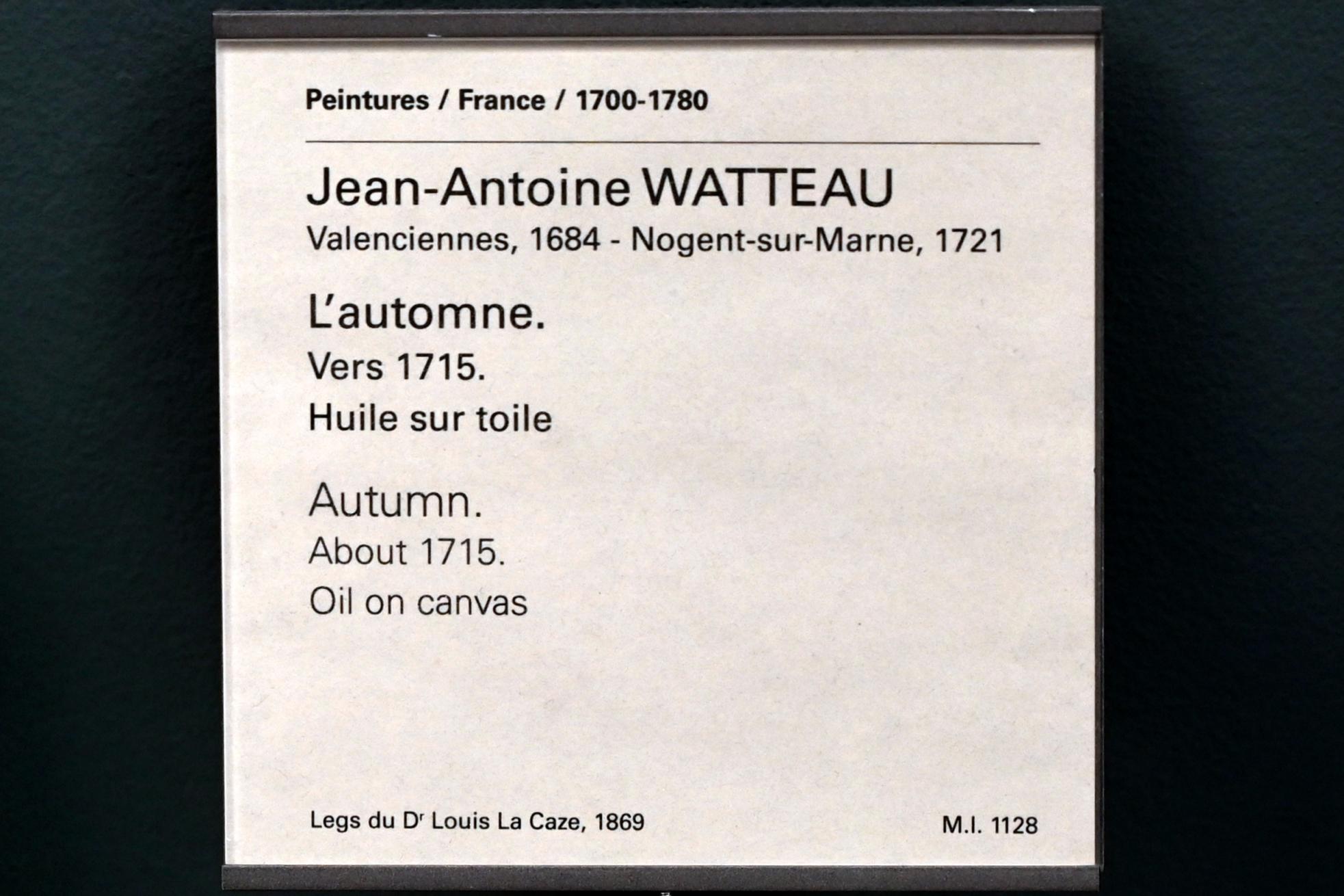 Antoine Watteau (Jean-Antoine Watteau) (1709–1720), Herbst, Paris, Musée du Louvre, Saal 918, um 1715, Bild 2/2