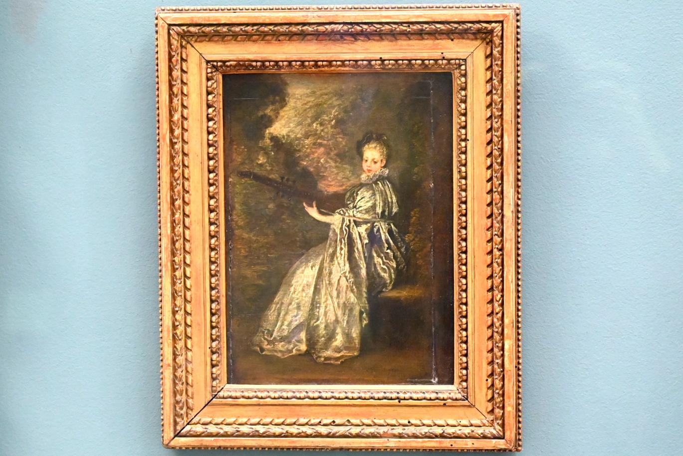 Antoine Watteau (Jean-Antoine Watteau) (1709–1720), Finette-Stoff, Paris, Musée du Louvre, Saal 918, um 1717, Bild 1/2