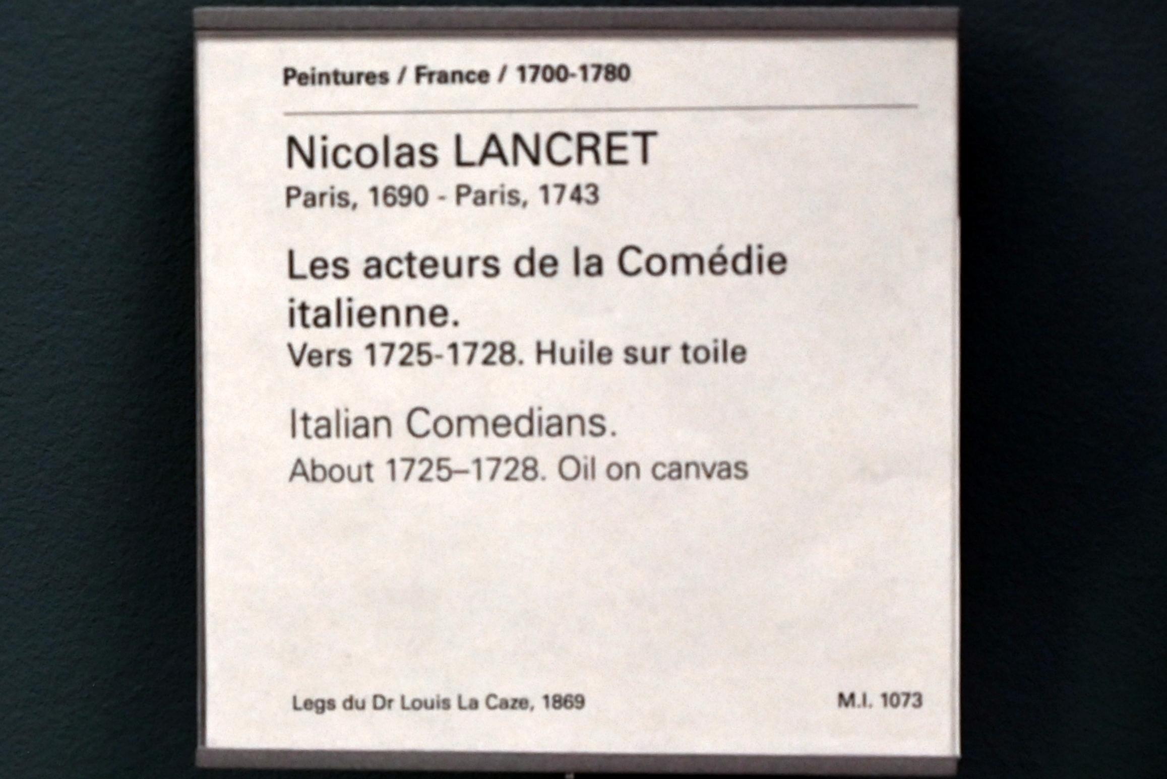 Nicolas Lancret (1723–1743), Italienische Komödianten, Paris, Musée du Louvre, Saal 918, um 1725–1728, Bild 2/2