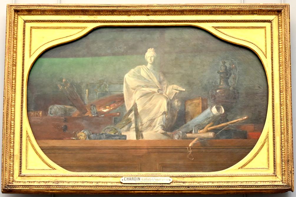 Jean Siméon Chardin (1725–1768), Attribute der Kunst, Choisy-le-Roi, Schloss Choisy, jetzt Paris, Musée du Louvre, Saal 919, 1765
