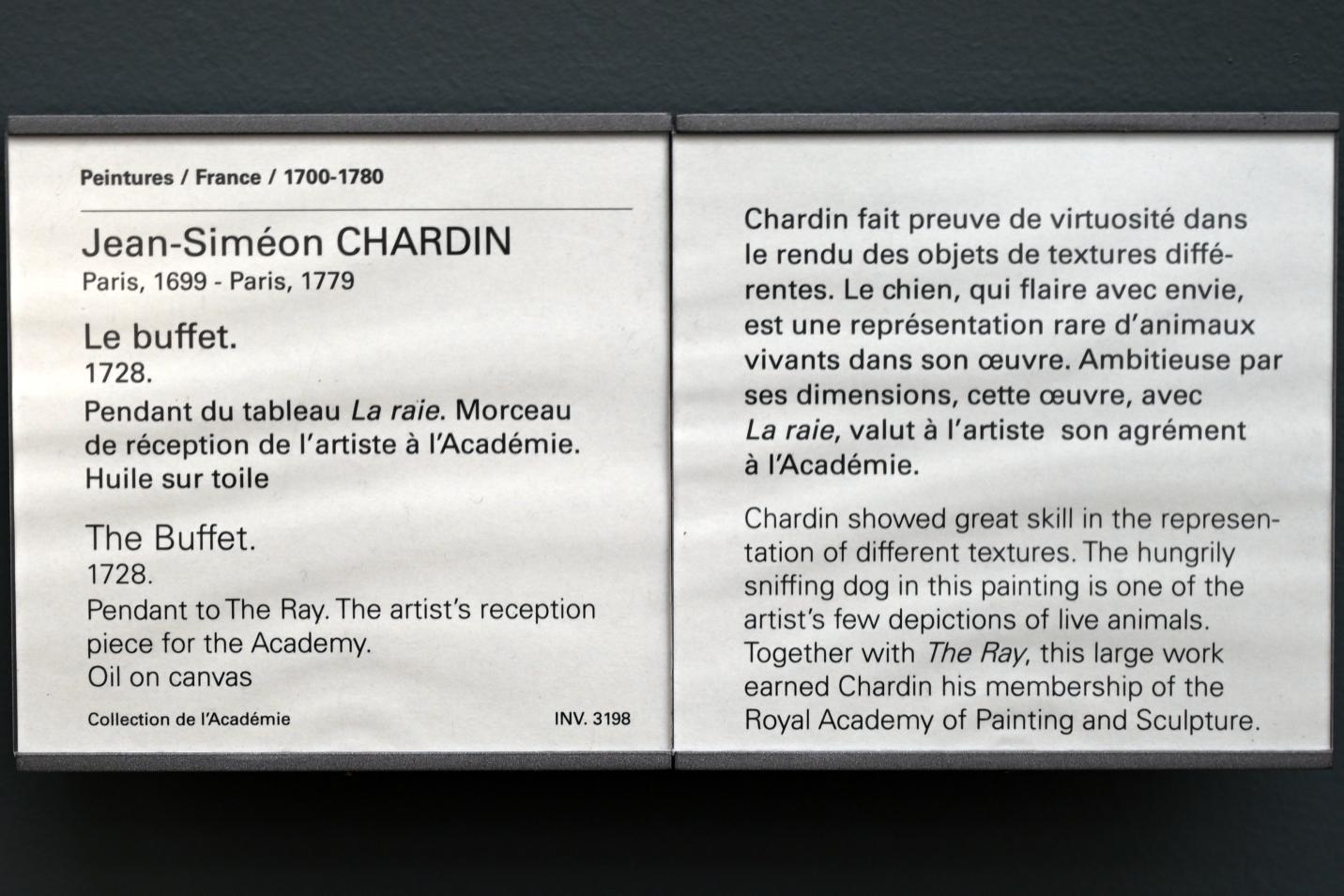 Jean Siméon Chardin (1725–1768), Das Buffet, Paris, Musée du Louvre, Saal 919, 1728, Bild 2/2