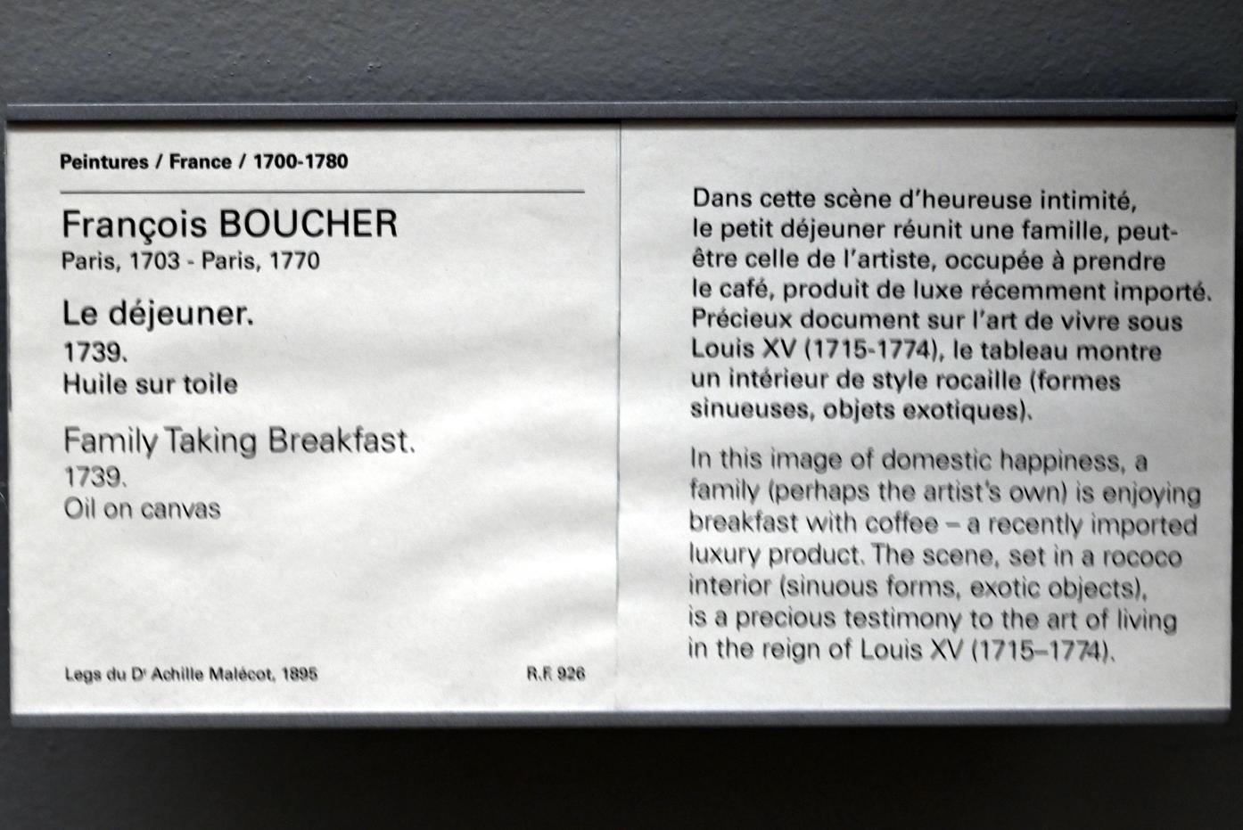 François Boucher (1728–1800), Das Frühstück, Paris, Musée du Louvre, Saal 921, 1739, Bild 2/2