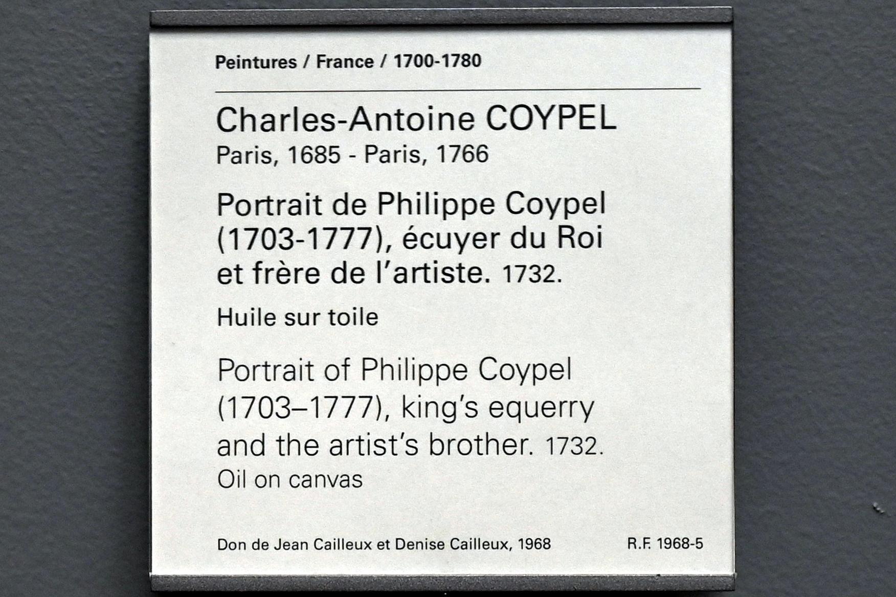 Charles-Antoine Coypel (1727–1732), Porträt des Philippe Coypel (1703-1777), Stallmeister des Königs und Bruder des Künstlers, Paris, Musée du Louvre, Saal 921, 1732, Bild 2/2