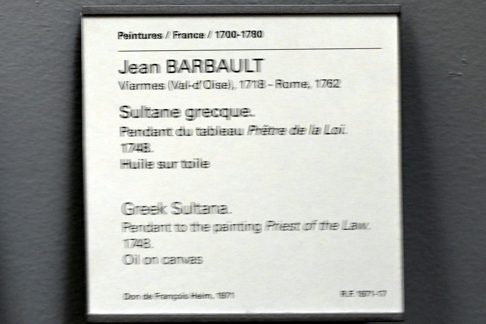 Jean Barbault (1748), Griechischer Sultan, Paris, Musée du Louvre, Saal 921, 1748, Bild 2/2