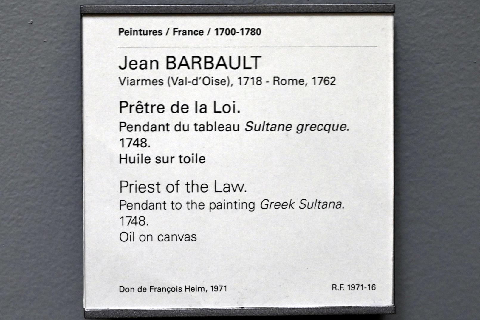 Jean Barbault (1748), Priester des Gesetzes, Paris, Musée du Louvre, Saal 921, 1748, Bild 2/2