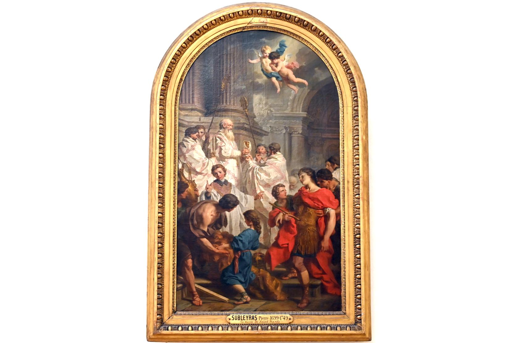 Pierre Subleyras (1733–1747), Messe des heiligen Basilius des Großen, Rom, Basilika Sankt Peter im Vatikan, jetzt Paris, Musée du Louvre, Saal 924, um 1740–1746, Bild 1/2