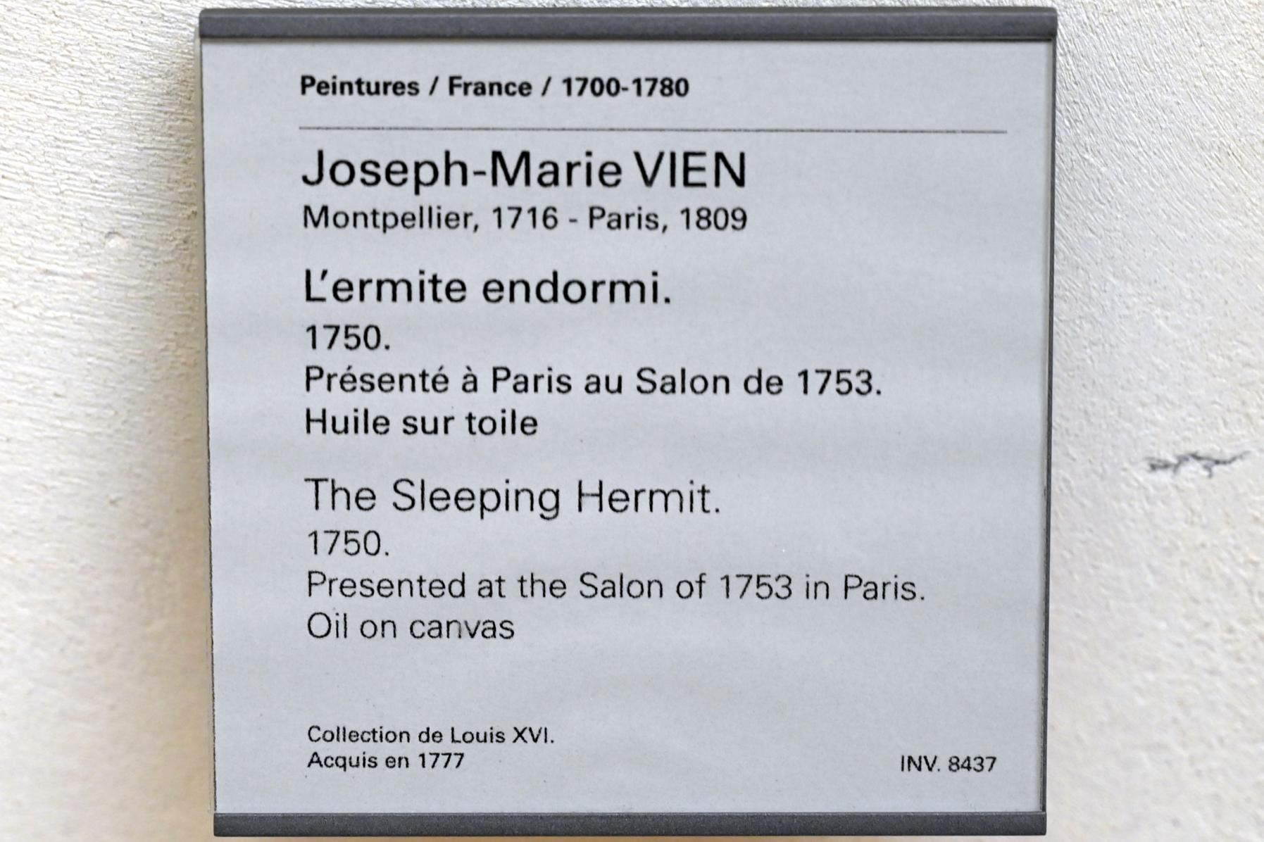 Joseph-Marie Vien (1750–1786), Schlafender Eremit, Paris, Musée du Louvre, Saal 924, 1750, Bild 2/2