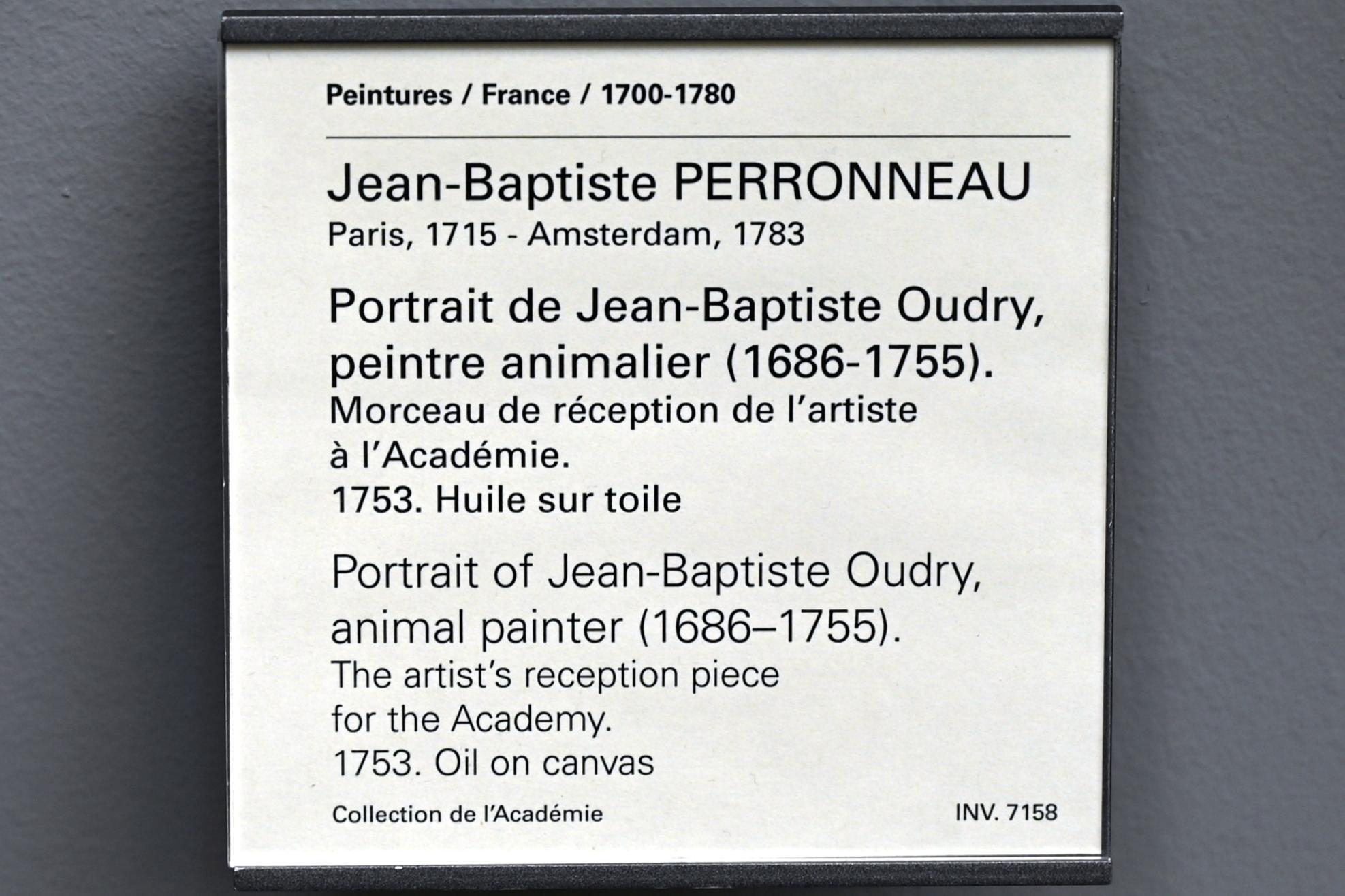 Jean-Baptiste Perronneau (1743–1757), Porträt des Tiermalers Jean-Baptiste Oudry (1686-1755), Paris, Musée du Louvre, Saal 927, 1753, Bild 2/2