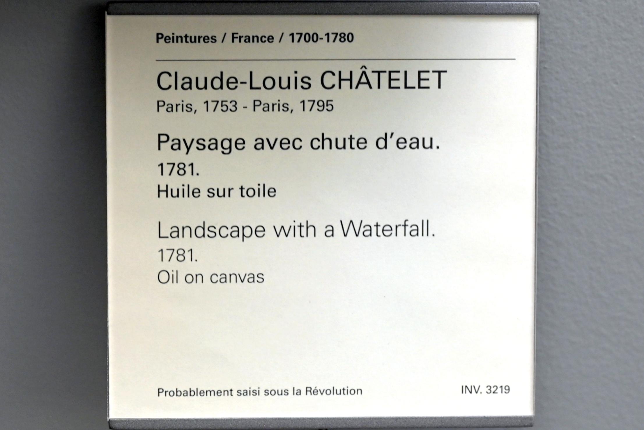 Claude-Louis Châtelet (1781), Landschaft mit Wasserfall, Paris, Musée du Louvre, Saal 927, 1781, Bild 2/2
