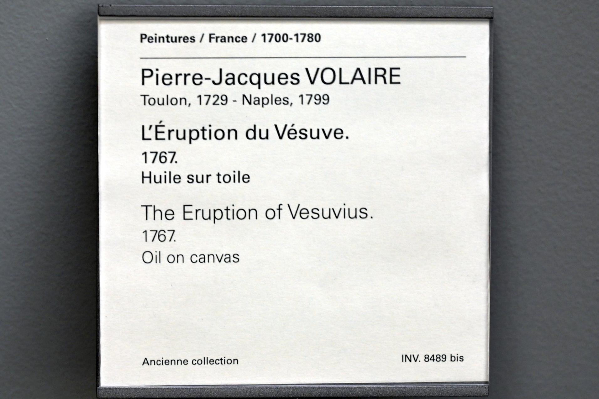 Pierre-Jacques Volaire (1767–1771), Ausbruch des Vesuv, Paris, Musée du Louvre, Saal 927, 1767, Bild 2/2