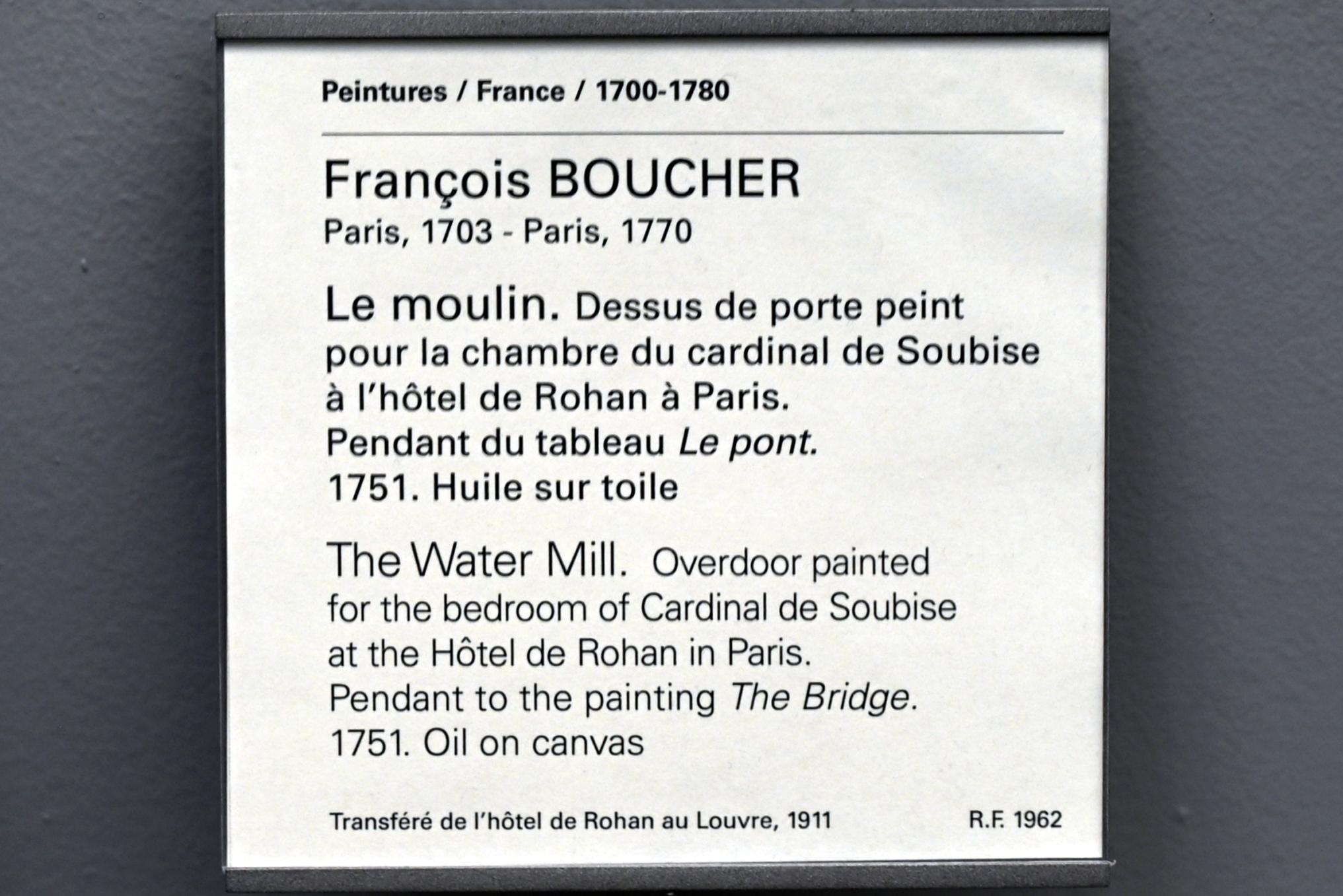 François Boucher (1728–1800), Die Wassermühle, Paris, Hôtel de Rohan, jetzt Paris, Musée du Louvre, Saal 927, 1751, Bild 2/2