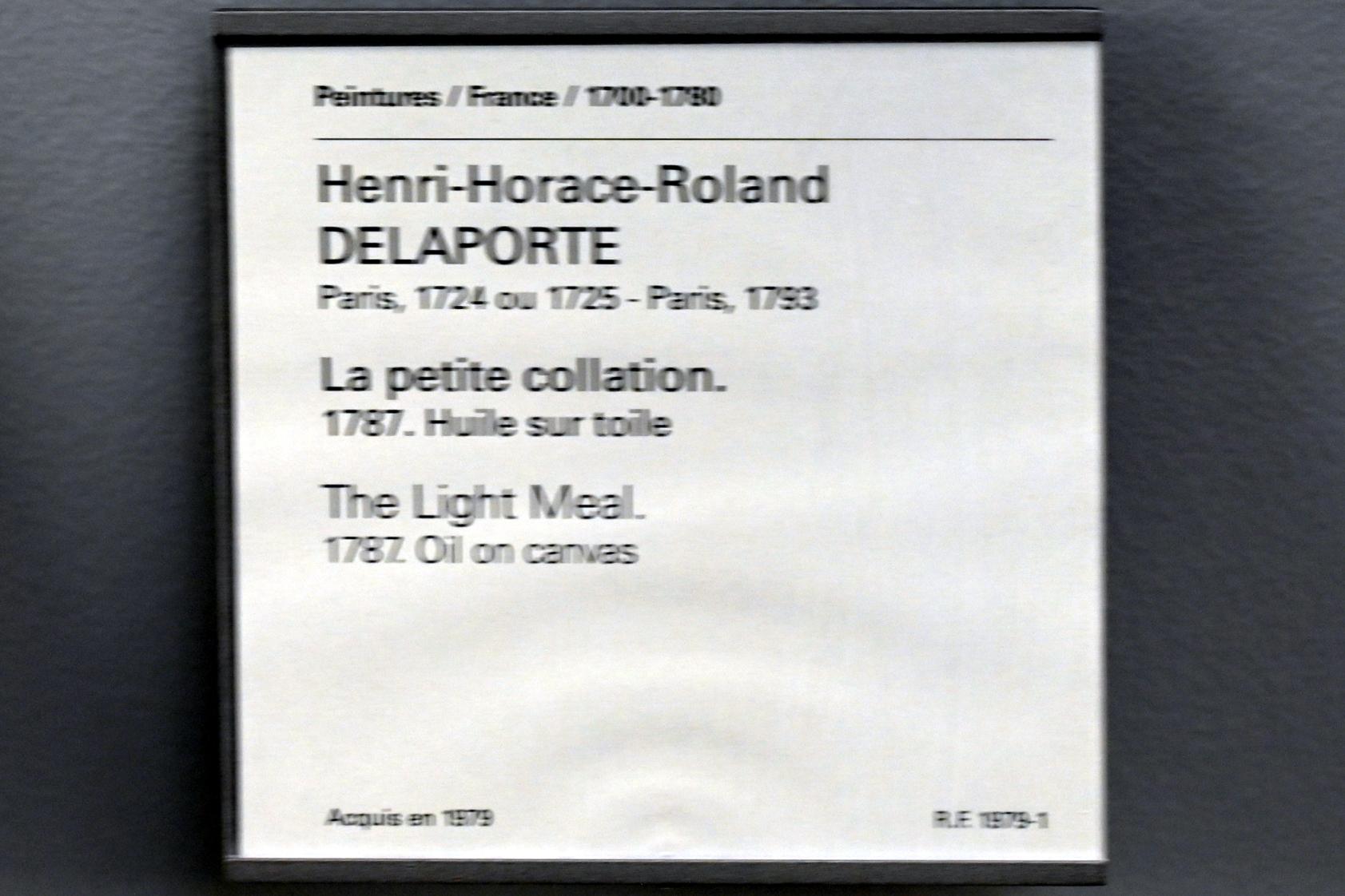 Henri-Horace Roland Delaporte (1762–1788), Die leichte Mahlzeit, Paris, Musée du Louvre, Saal 928, 1787, Bild 2/2